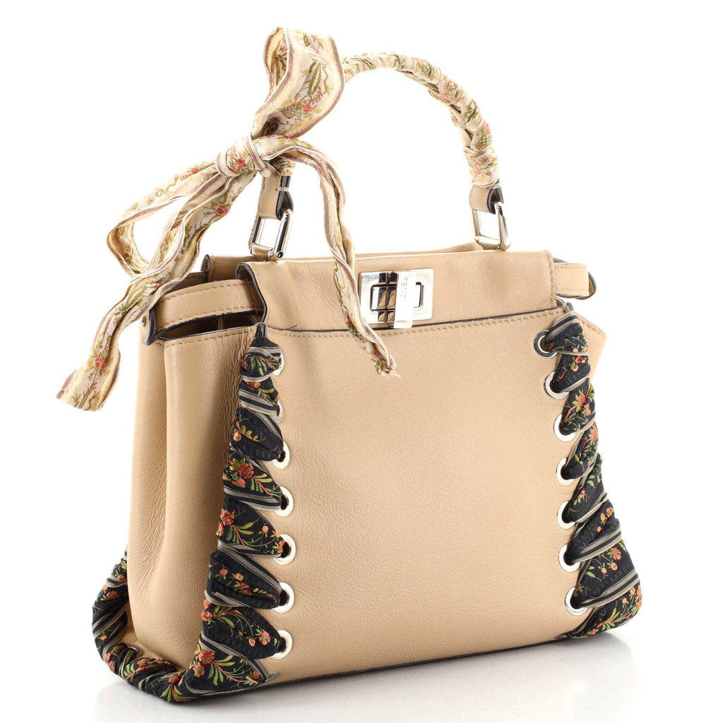 Peekaboo Bag Leather with Ribbon Whipstitch Mini
