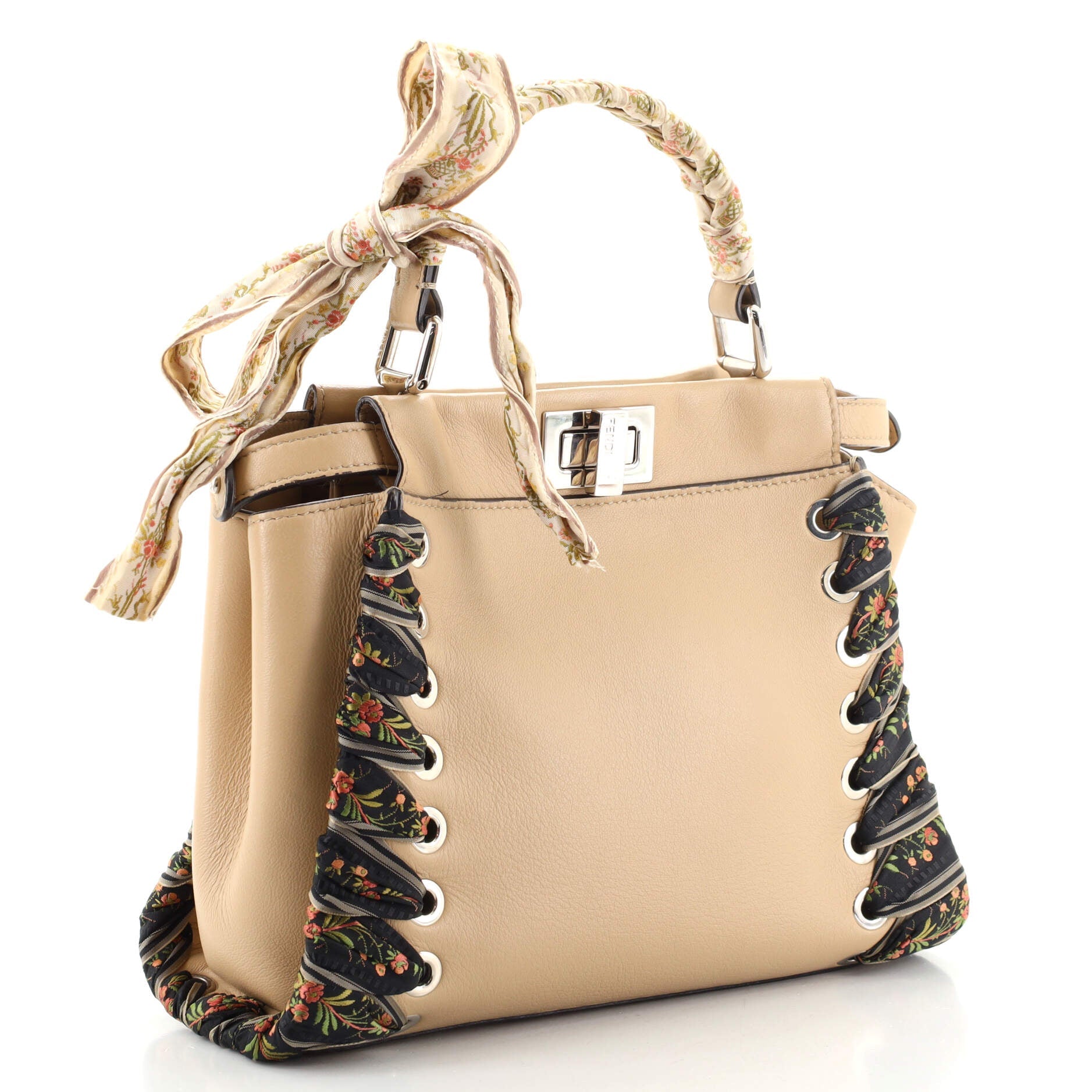 Peekaboo Bag Leather with Ribbon Whipstitch Mini