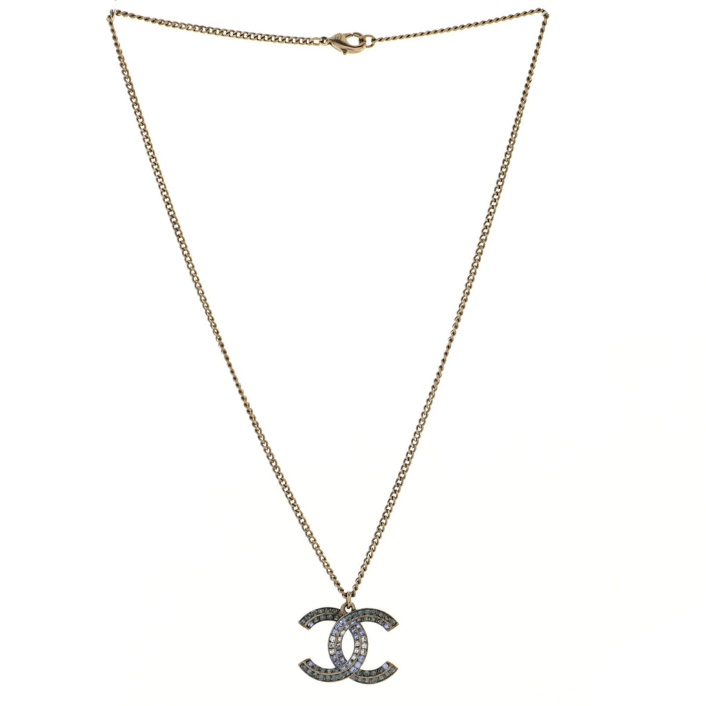 CC Pendant Necklace Metal with Crystals