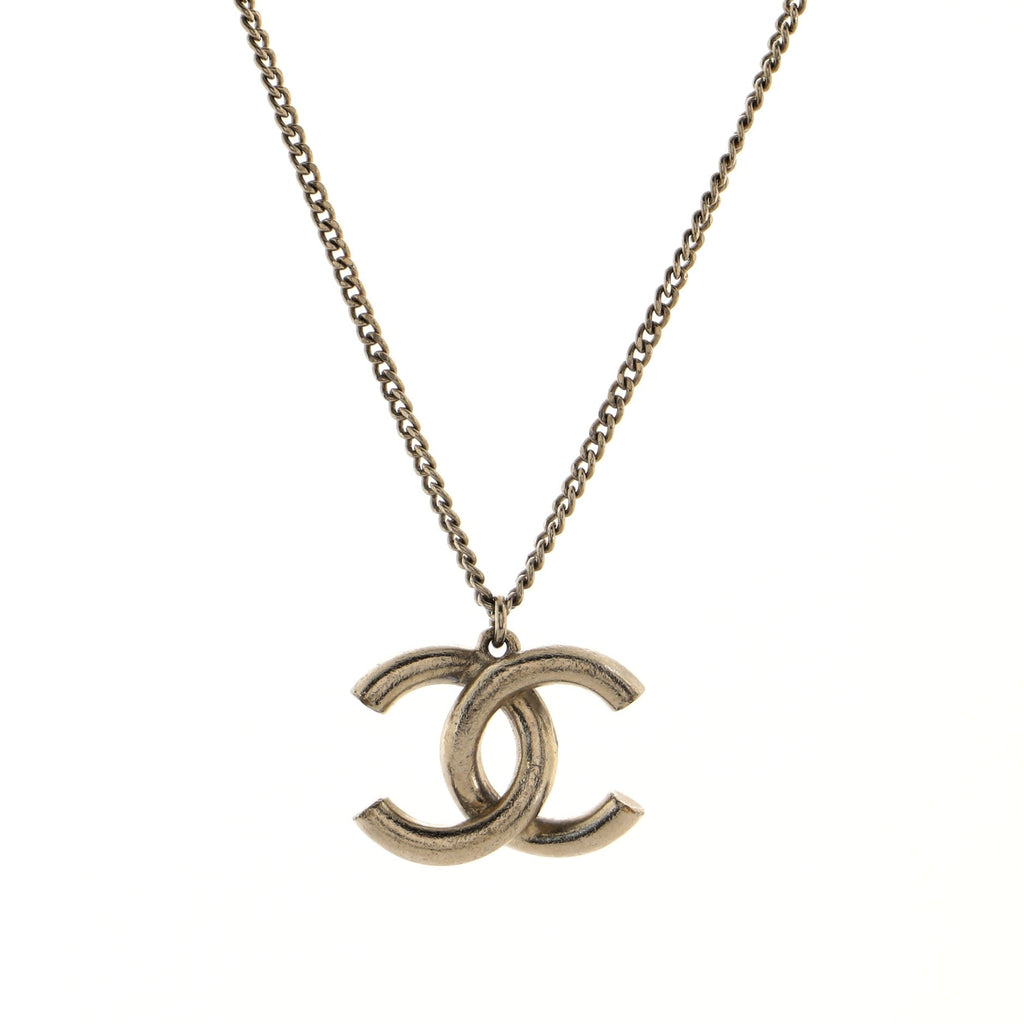 CC Pendant Necklace Metal with Crystals