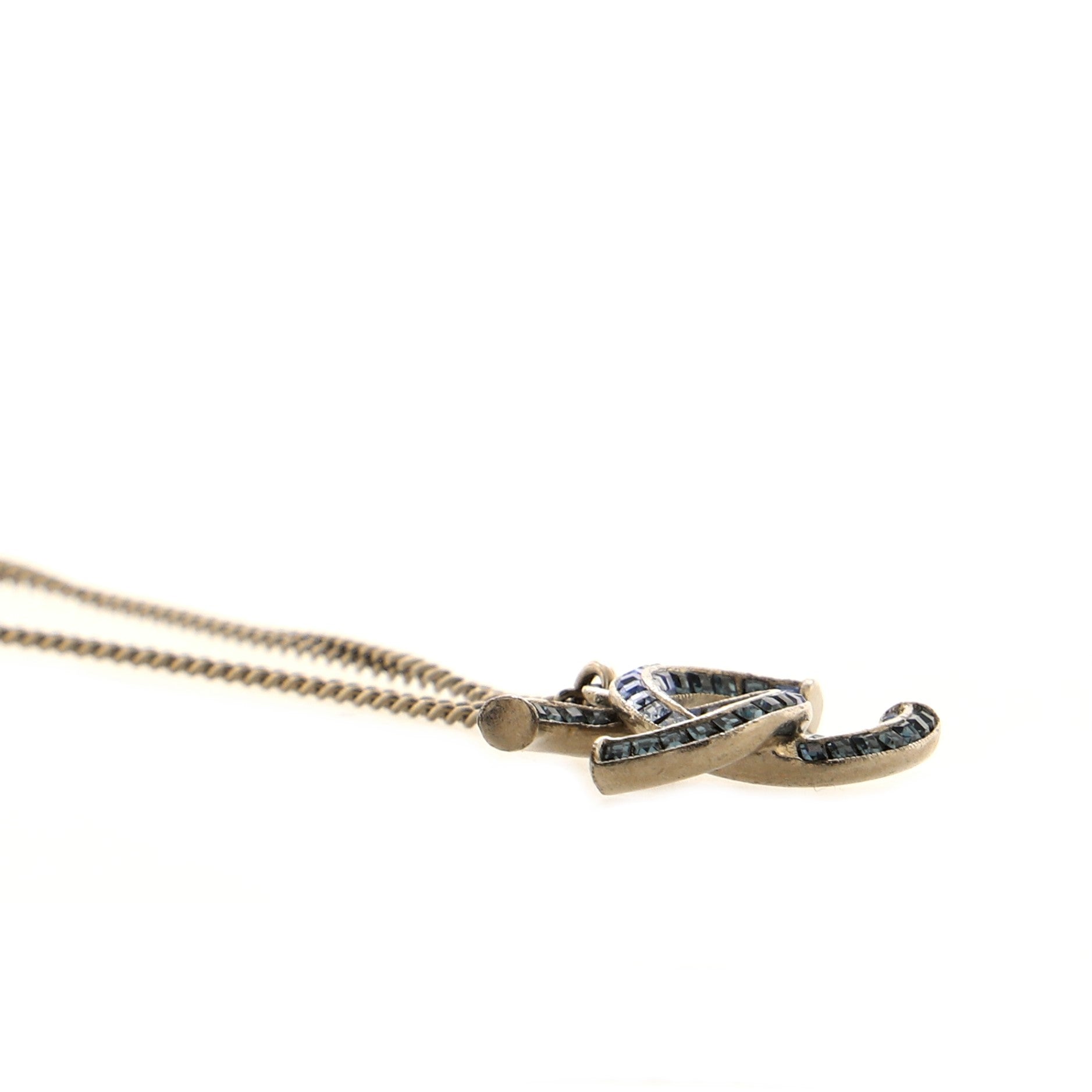 CC Pendant Necklace Metal with Crystals