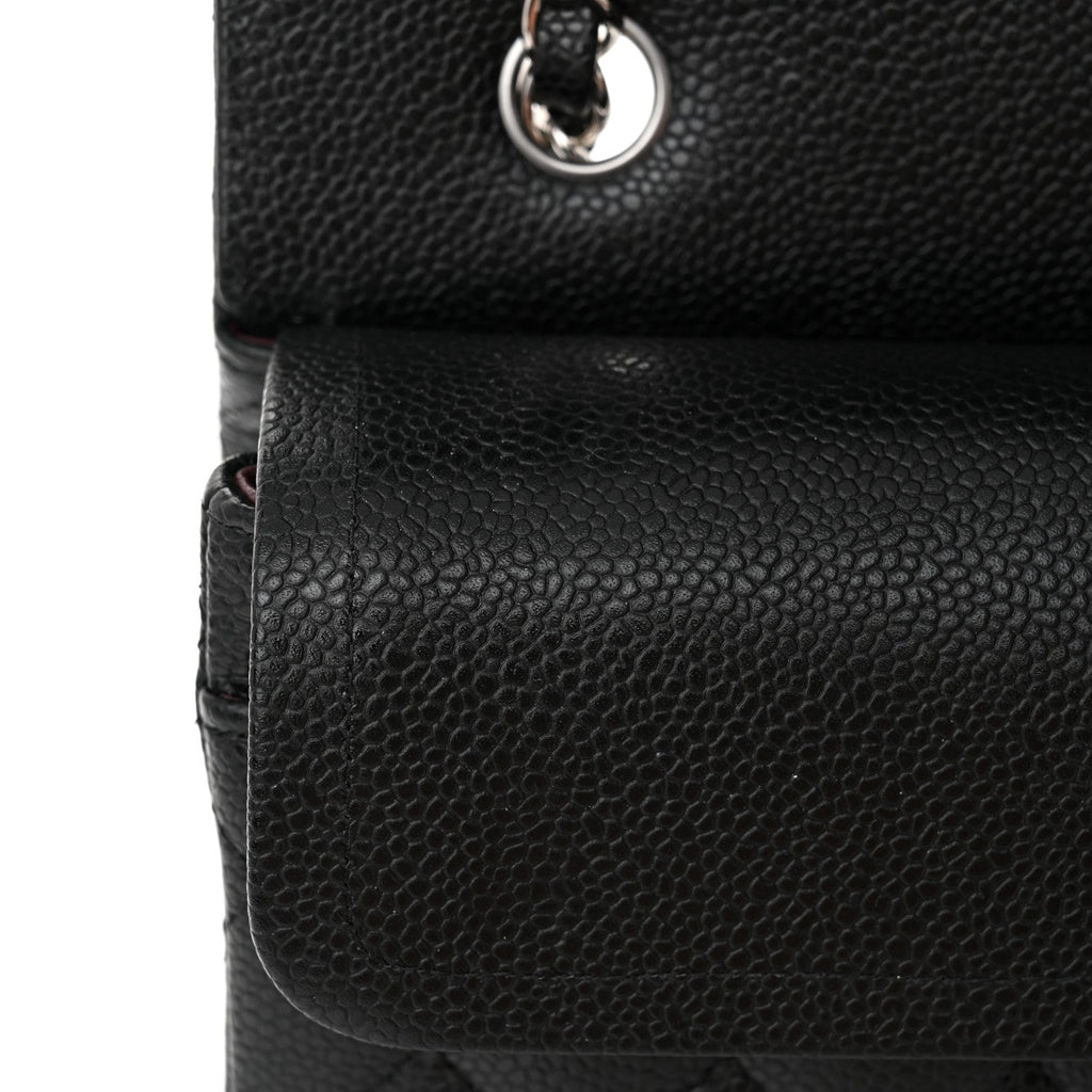 Caviar Quilted Small Double Flap Black