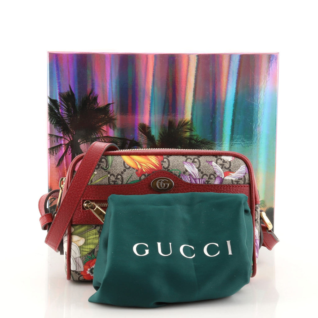 Ophidia Shoulder Bag Flora GG Coated Canvas Mini