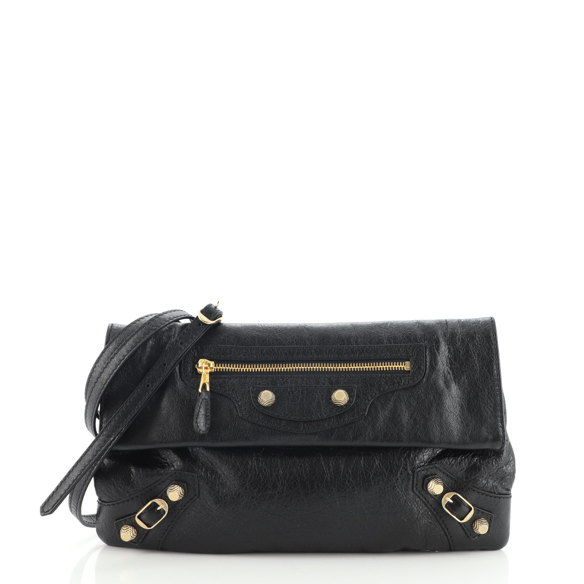 Giant Studs Envelope Strap Clutch Leather