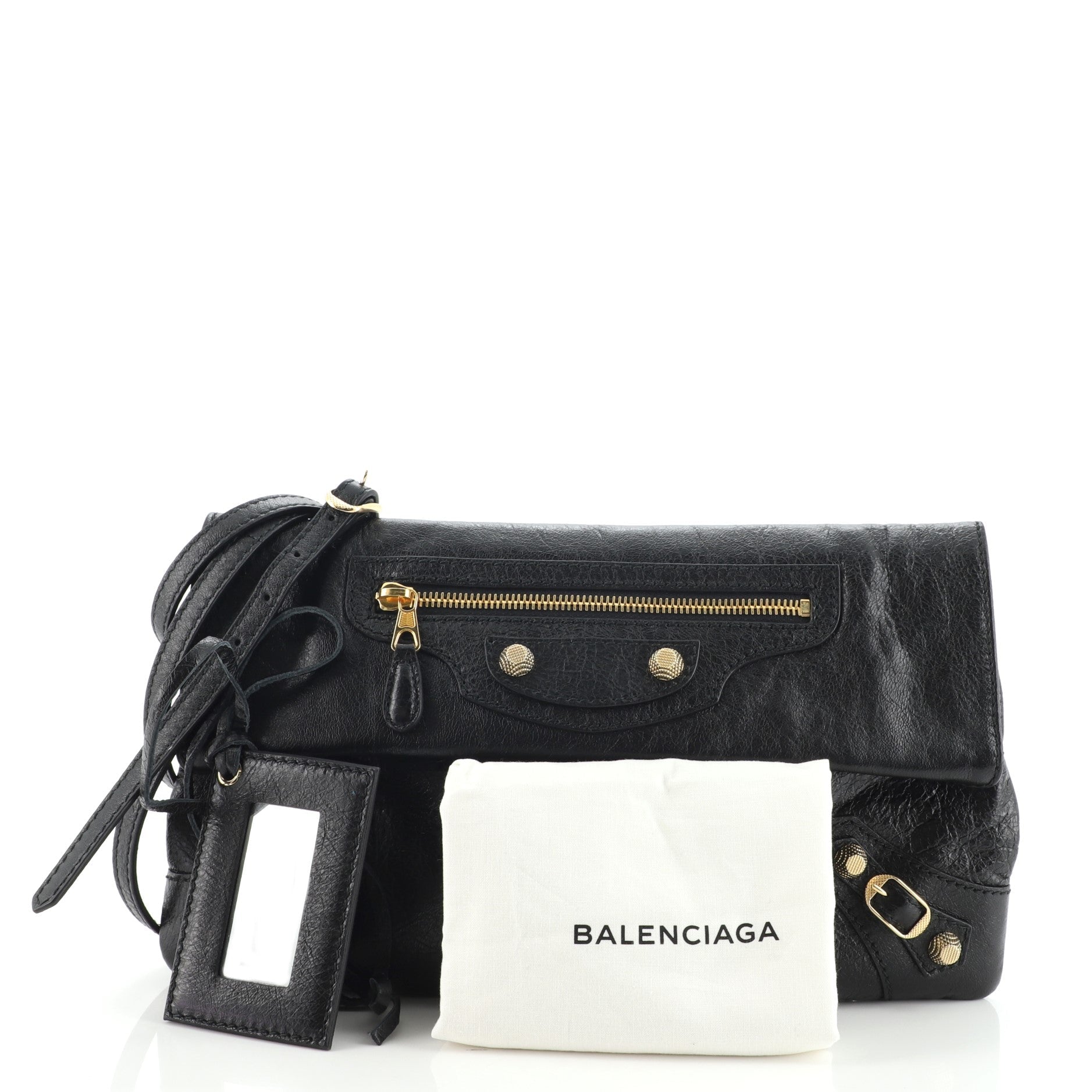 Giant Studs Envelope Strap Clutch Leather