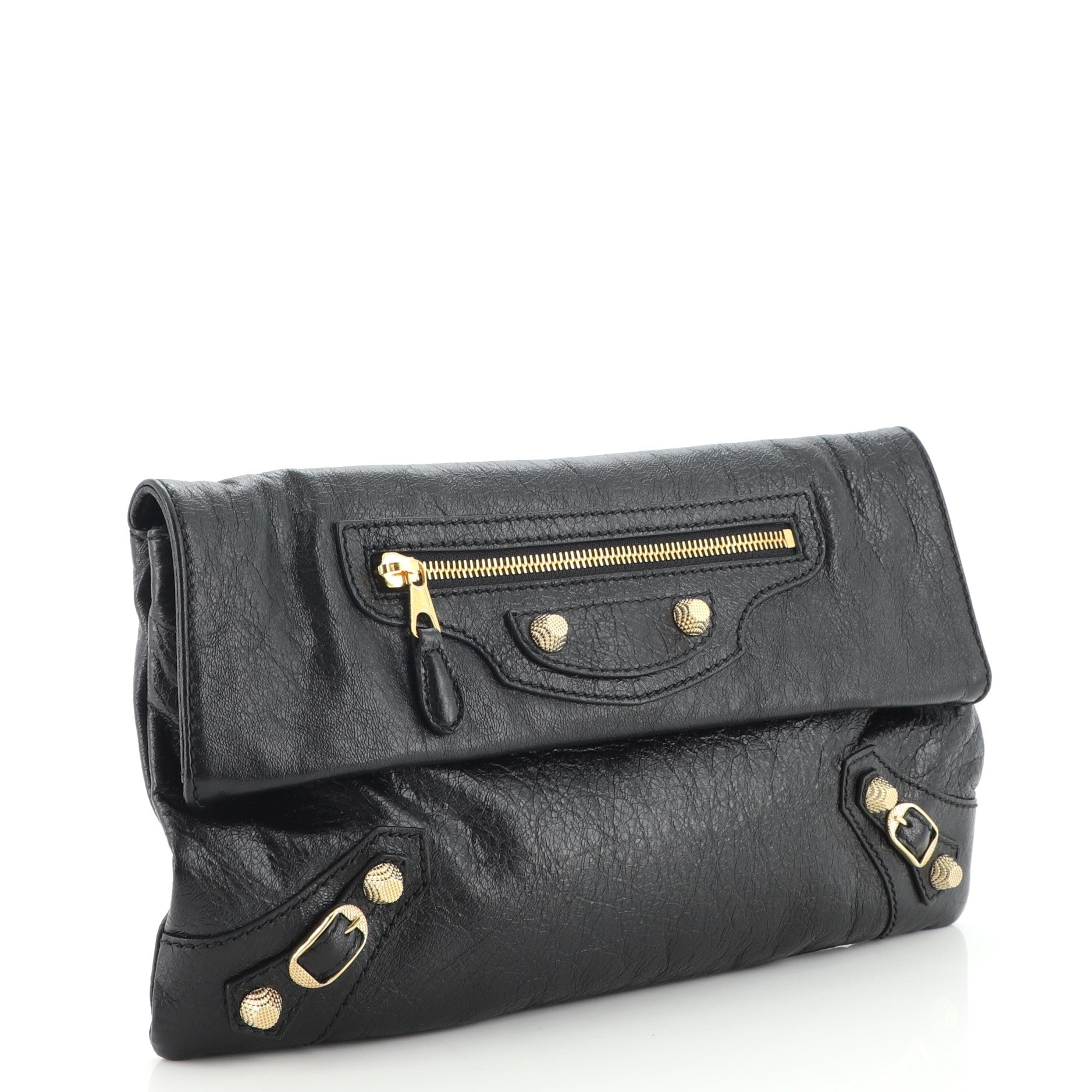 Giant Studs Envelope Strap Clutch Leather