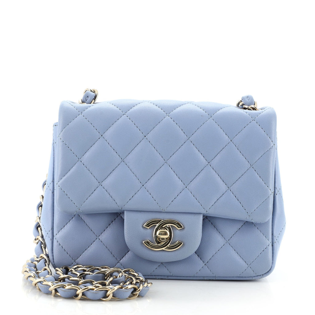 Square Classic Single Flap Bag Quilted Lambskin Mini