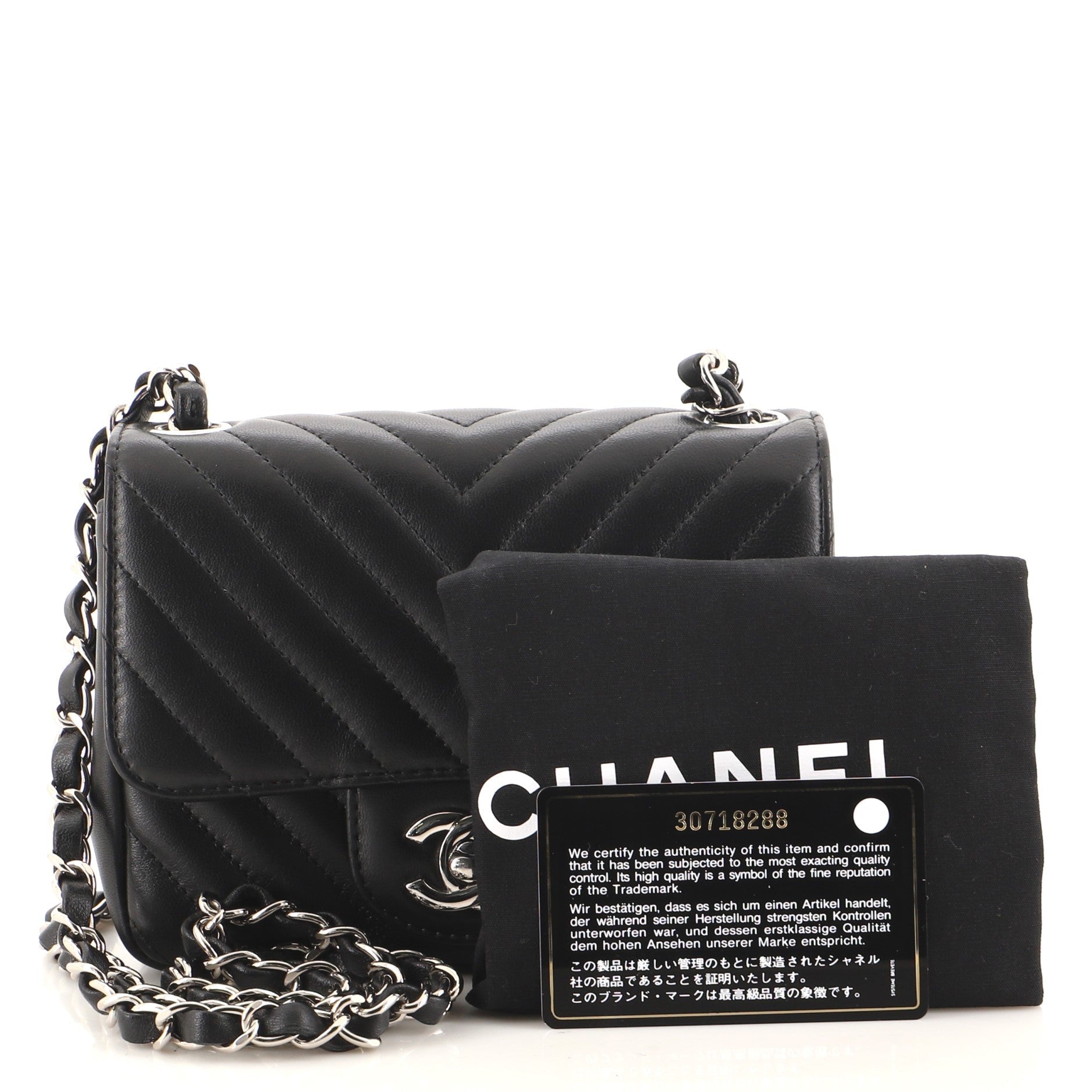 Square Classic Single Flap Bag Chevron Lambskin Mini