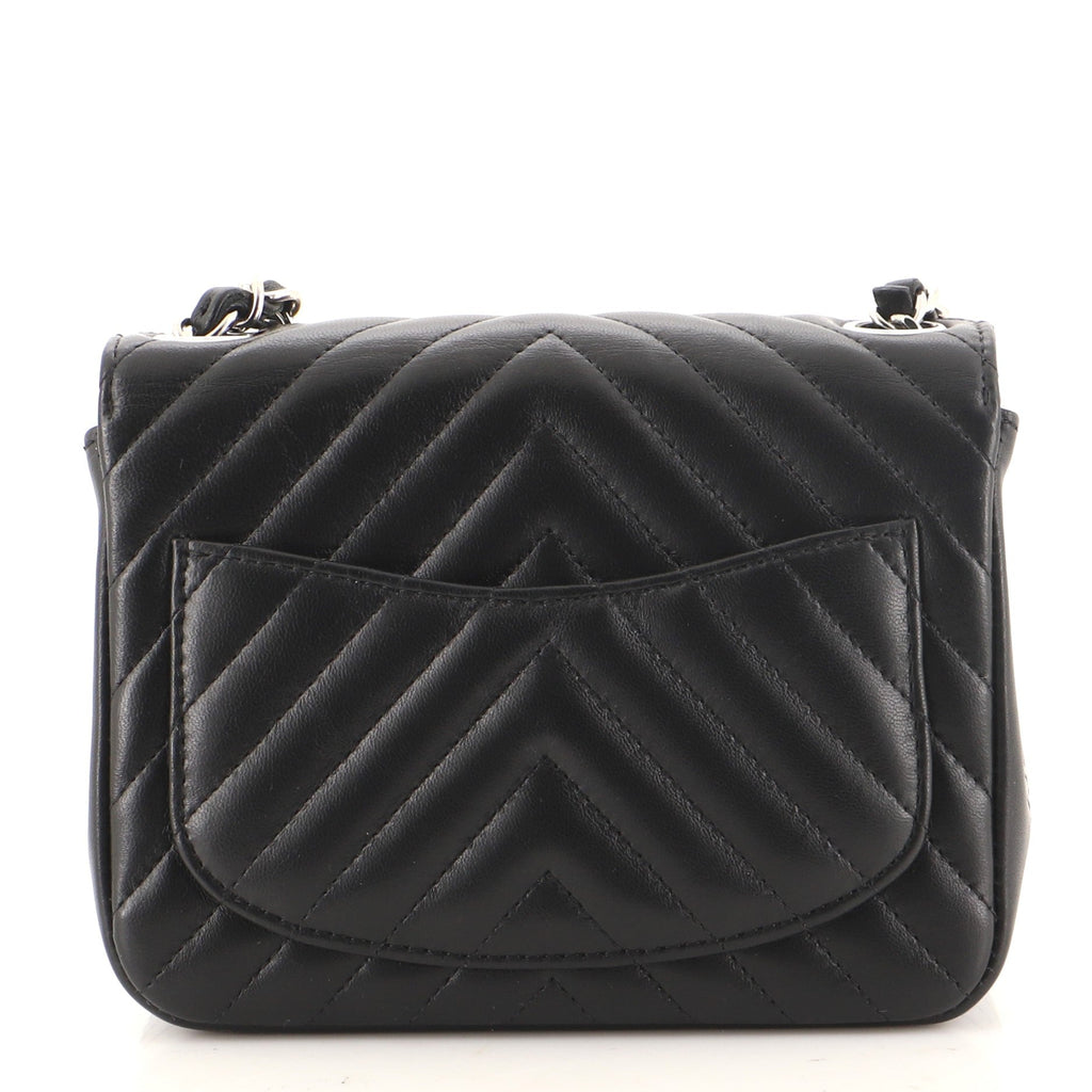 Square Classic Single Flap Bag Chevron Lambskin Mini