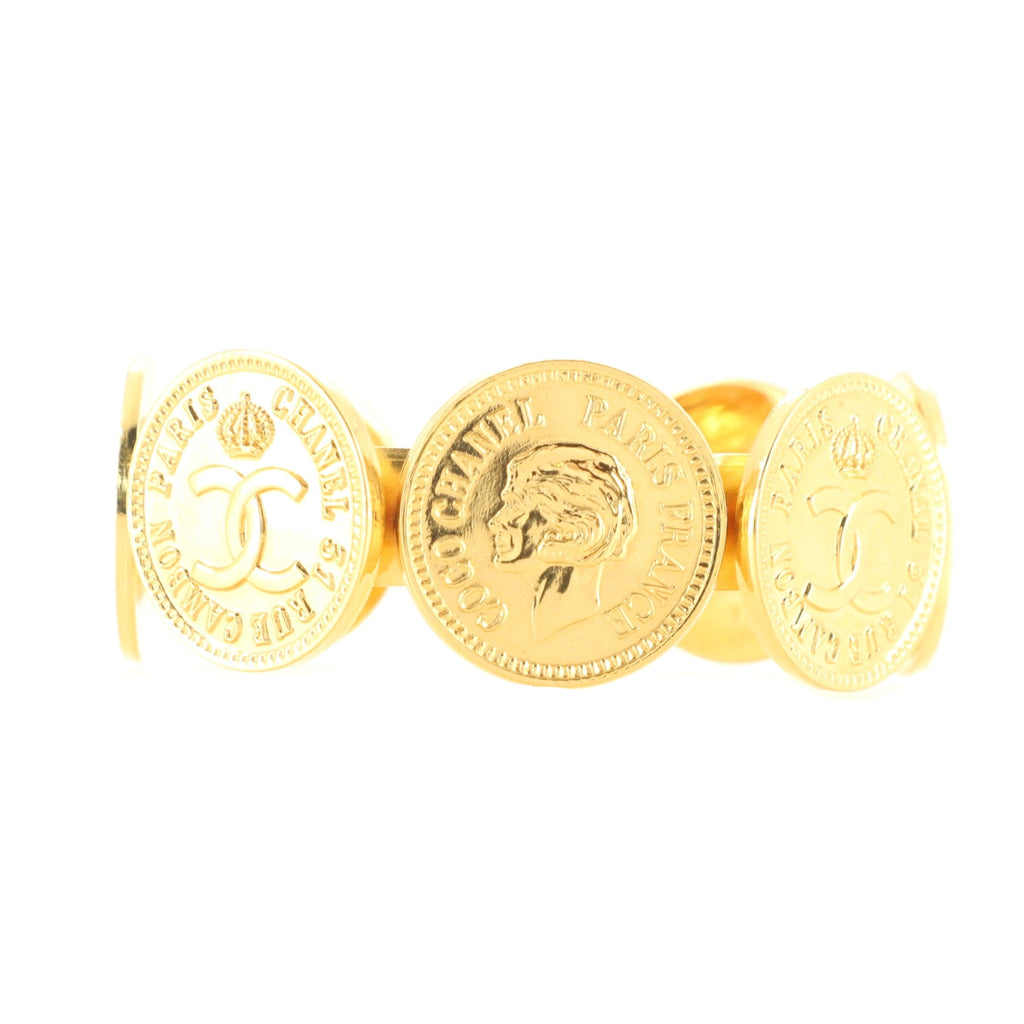 Vintage CC Coin Cuff Bracelet Metal