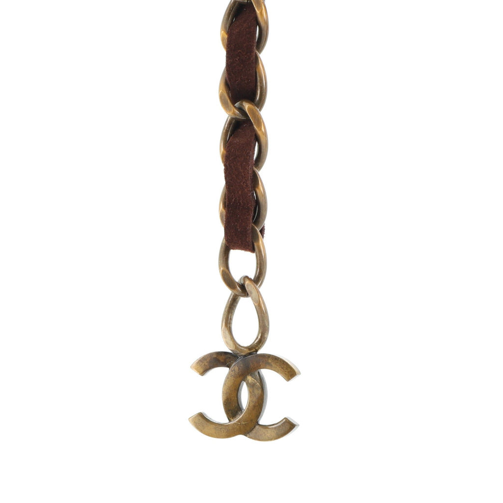 Vintage CC Chain Belt Metal and Suede 80