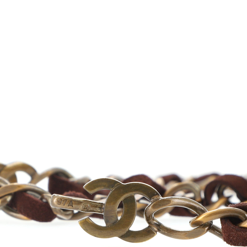 Vintage CC Chain Belt Metal and Suede 80