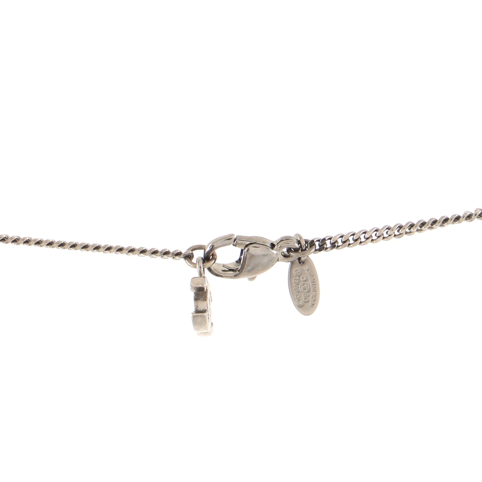 CC Heart Pendant Necklace Studded Metal and Resin
