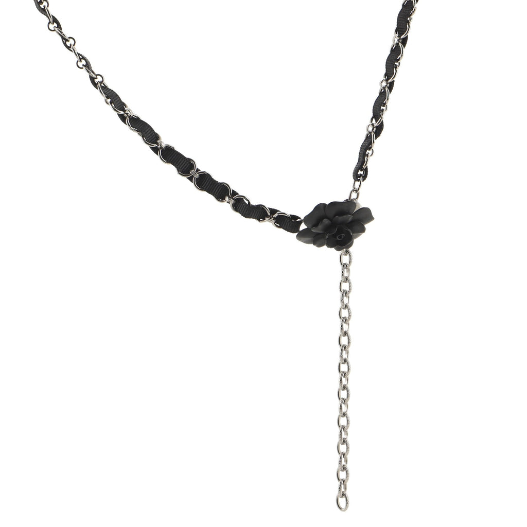 Camellia Chain Belt Plated Metal with Grosgrain and Metal 0