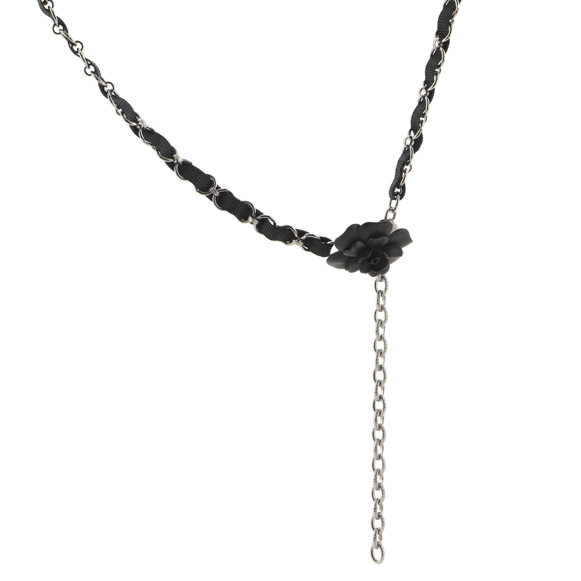 Camellia Chain Belt Plated Metal with Grosgrain and Metal 0