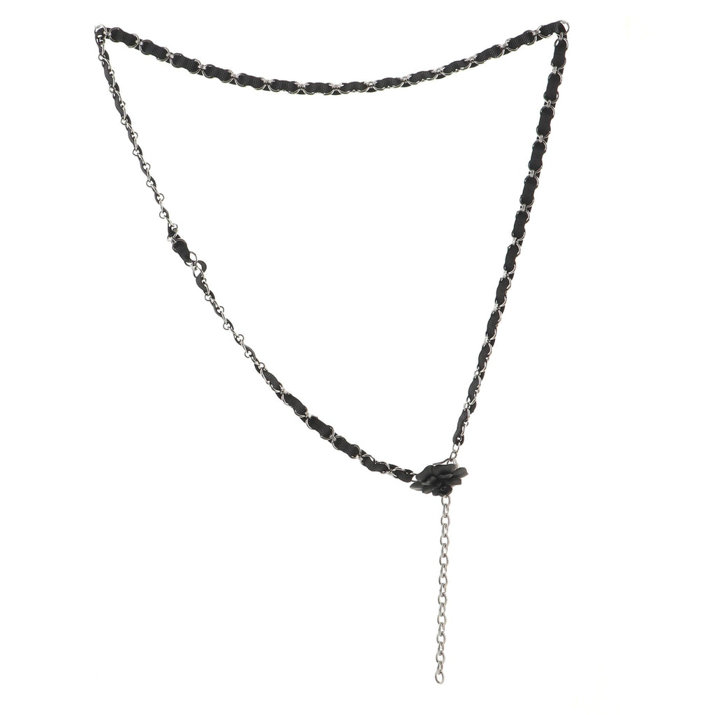 Camellia Chain Belt Plated Metal with Grosgrain and Metal 0