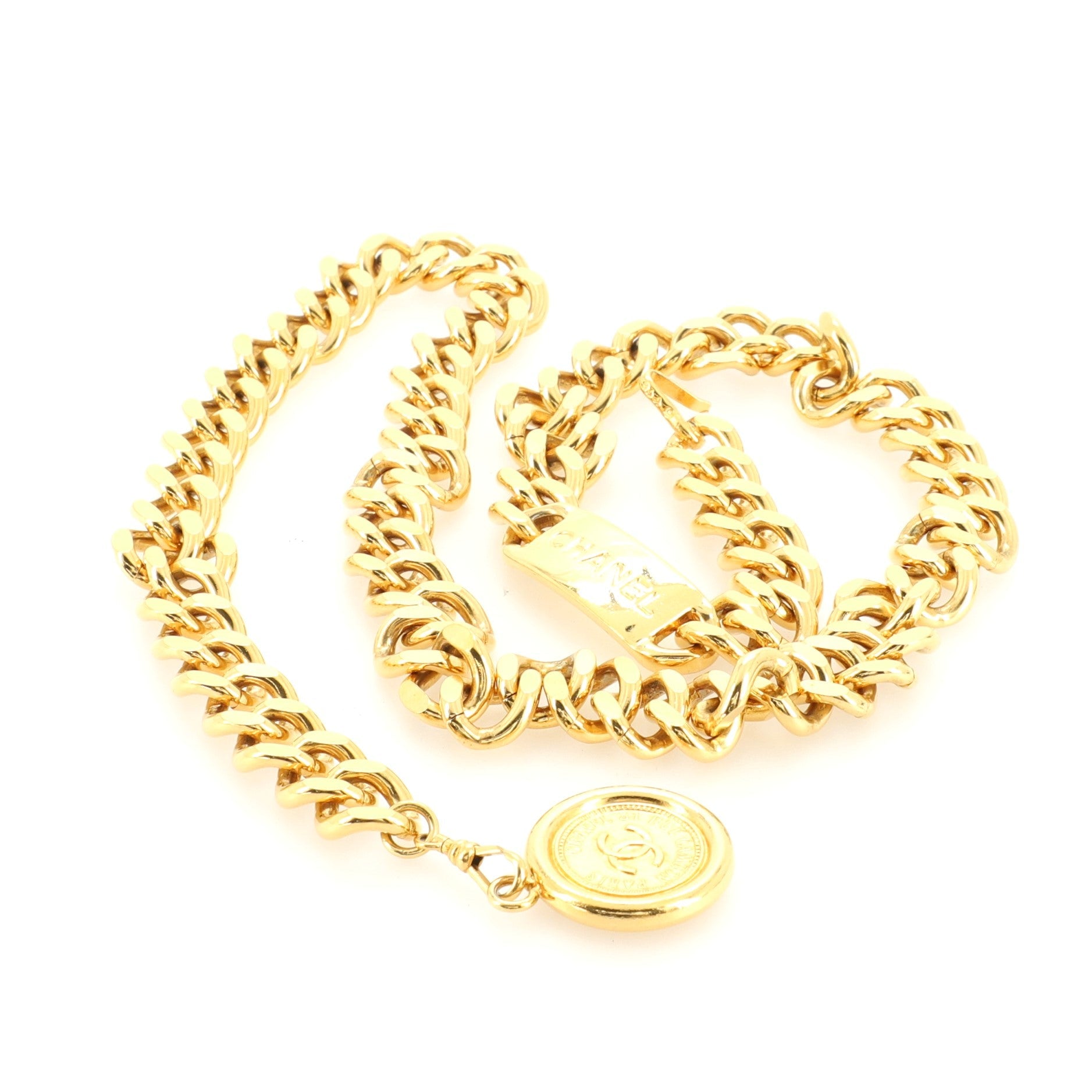 Vintage Medallion Chain Belt Metal 90