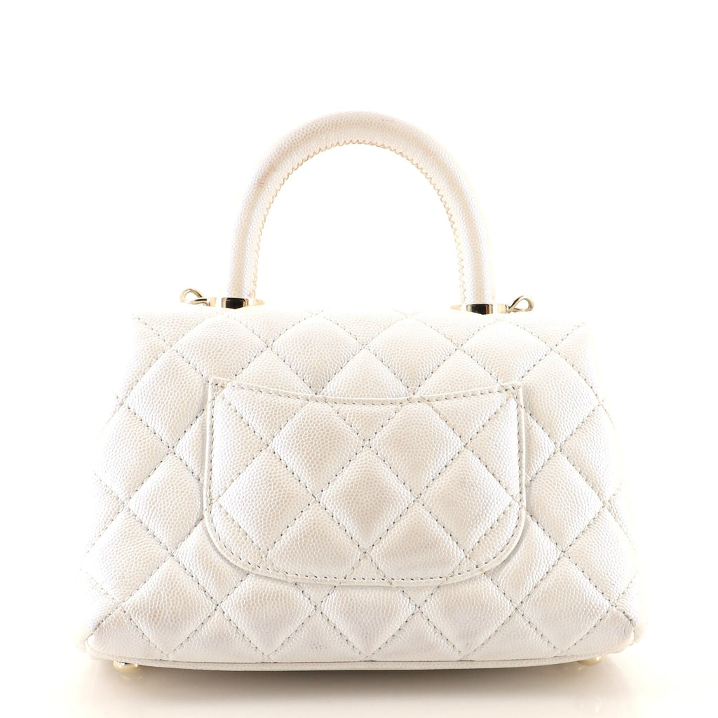 Coco Top Handle Bag Quilted Iridescent Caviar Extra Mini