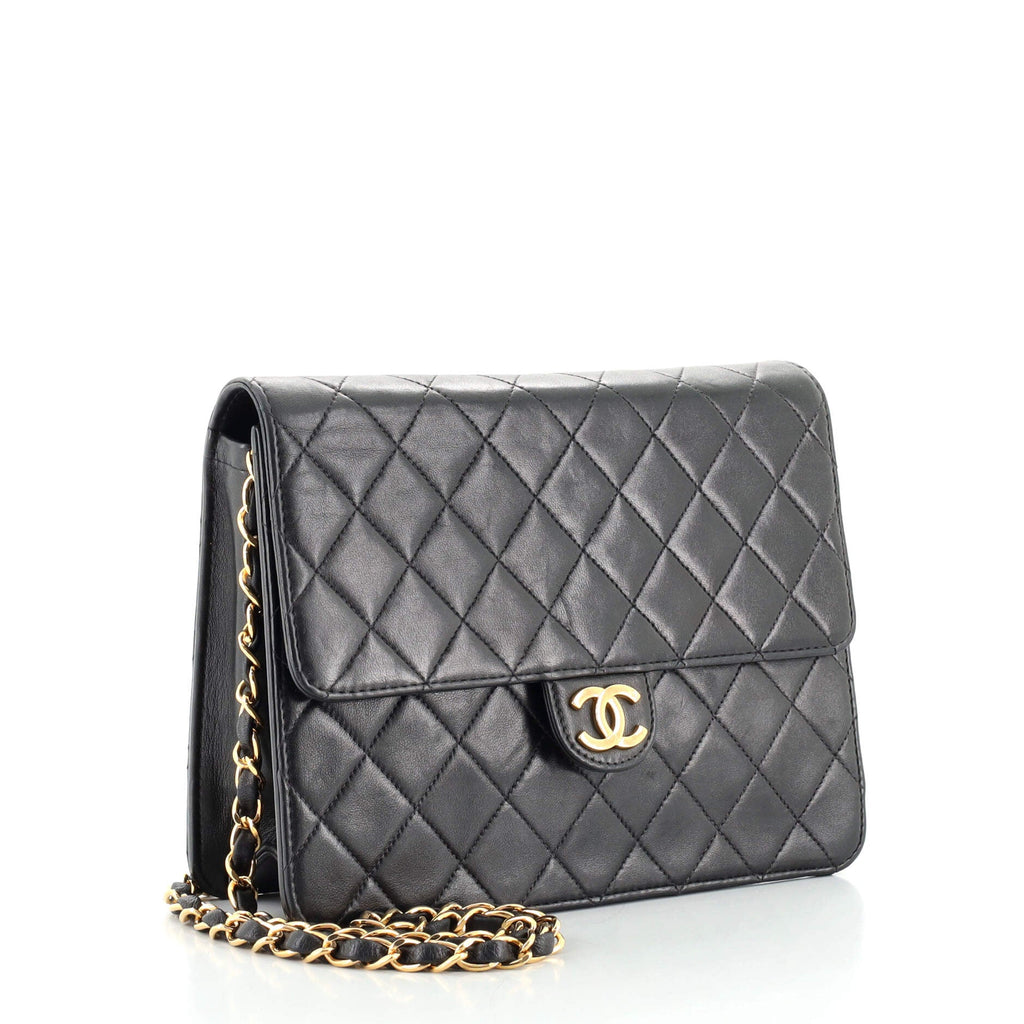 Vintage Clutch with Chain Quilted Leather Small