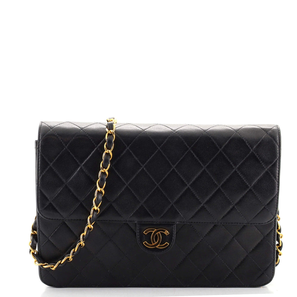 Vintage Clutch with Chain Quilted Leather Medium
