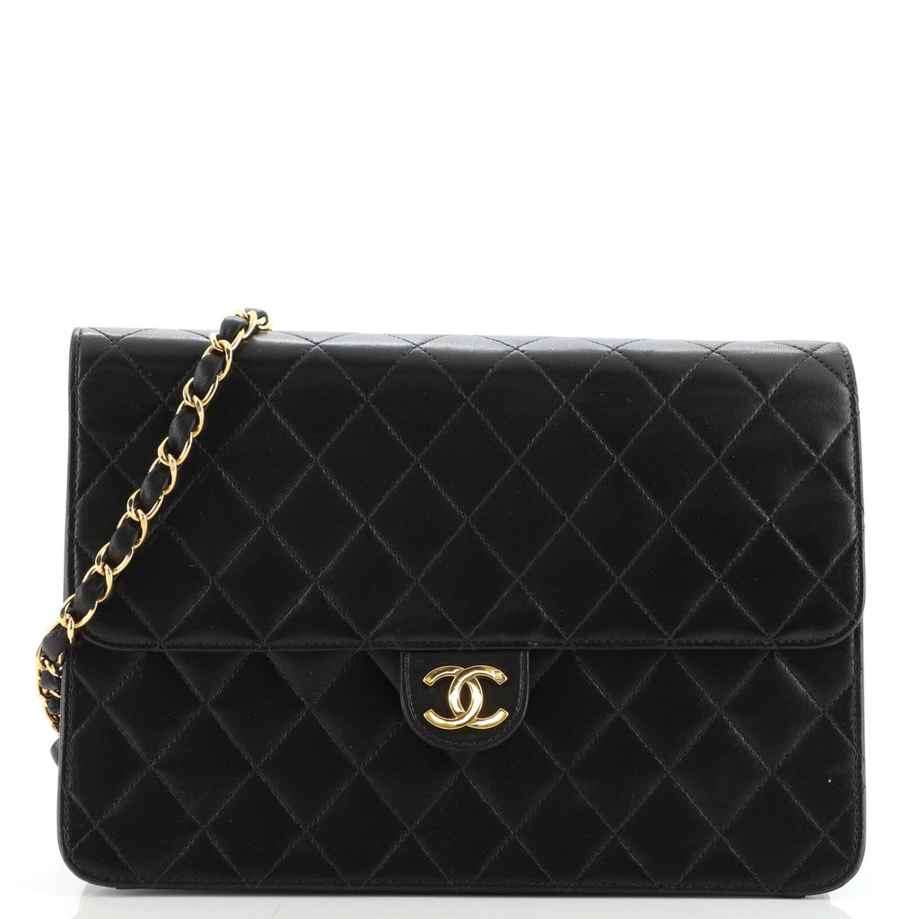 Vintage Clutch with Chain Quilted Leather Medium