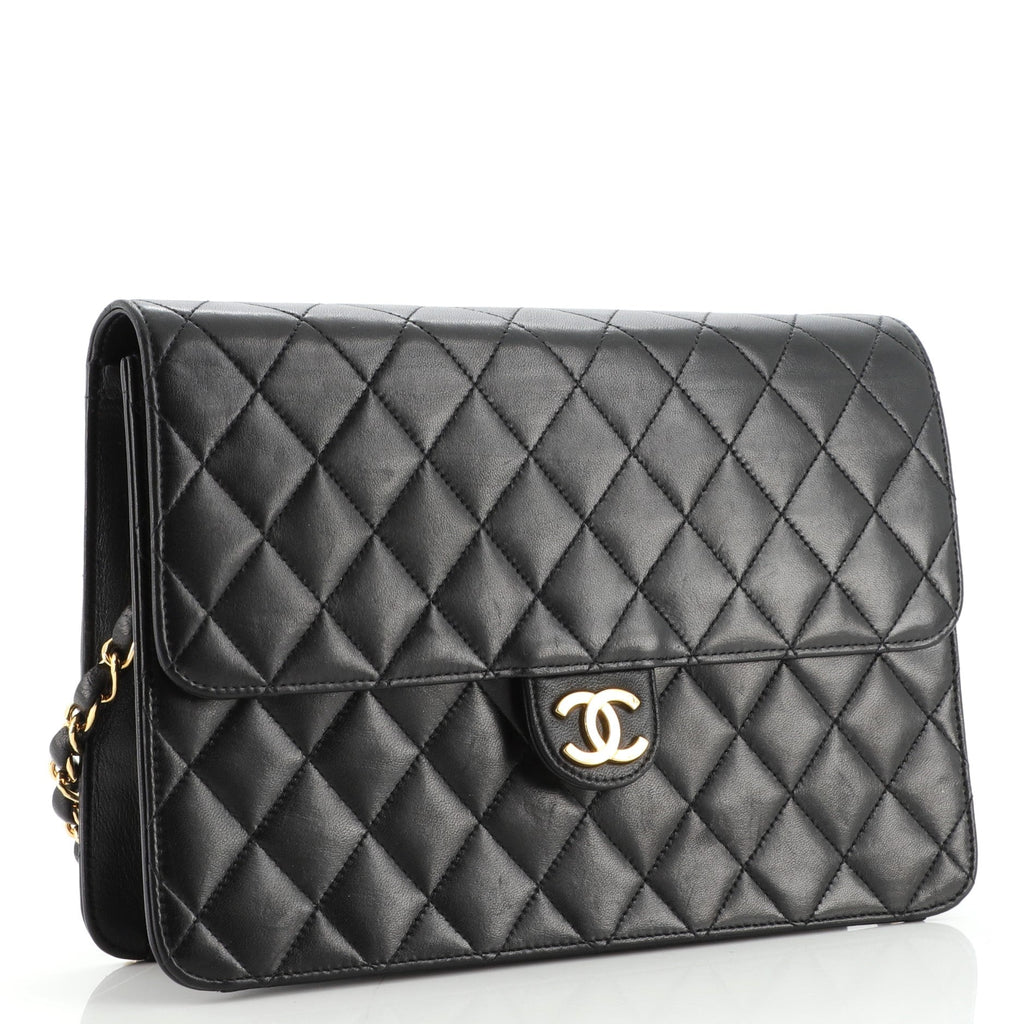 Vintage Clutch with Chain Quilted Leather Medium