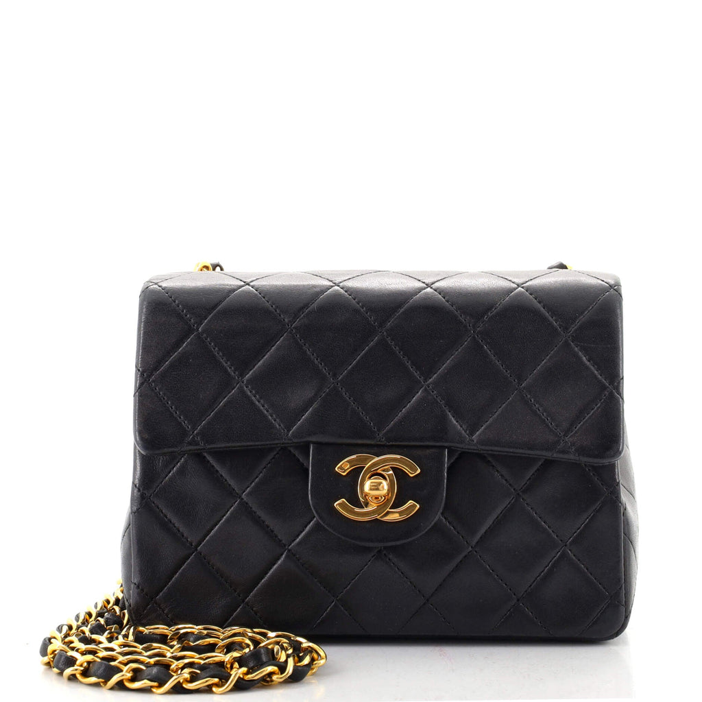 Vintage Square Classic Single Flap Bag Quilted Lambskin Mini