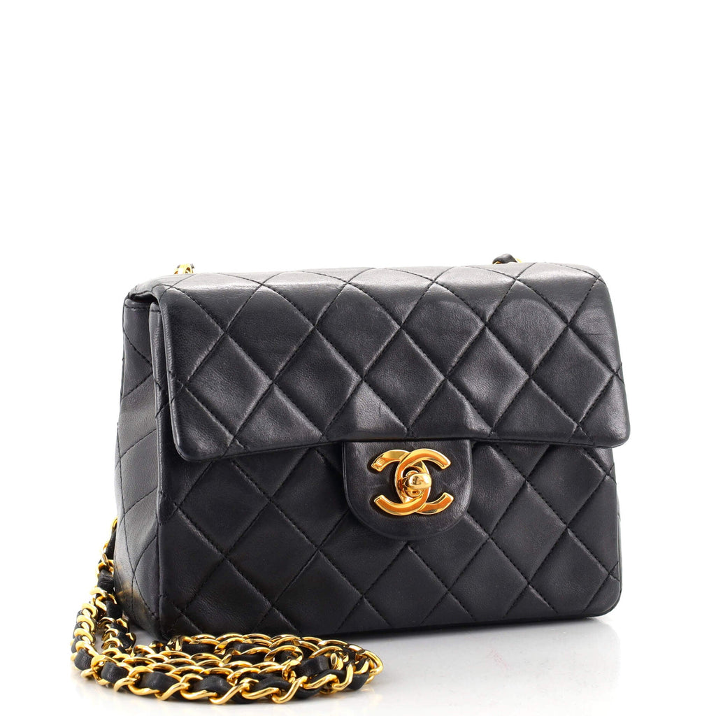 Vintage Square Classic Single Flap Bag Quilted Lambskin Mini