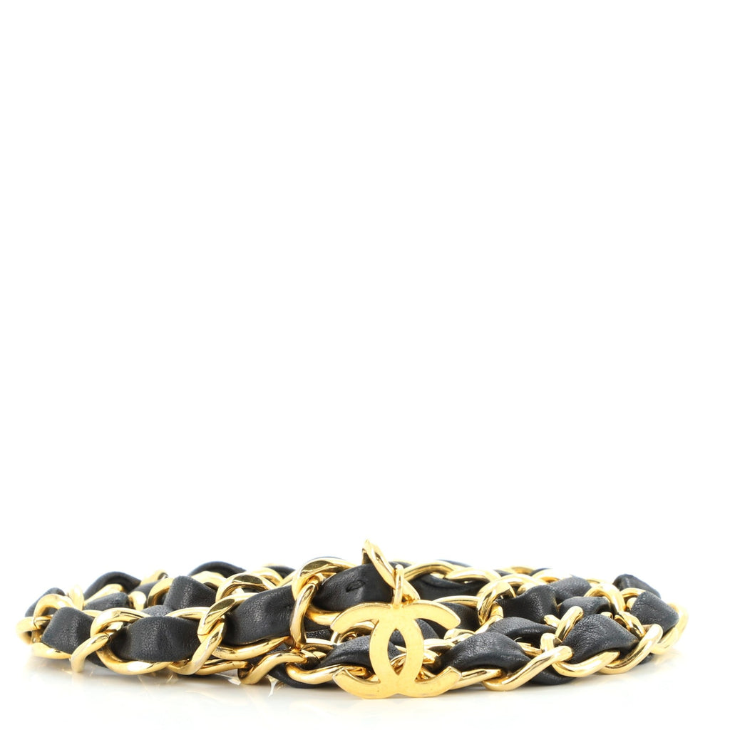Vintage CC Chain Belt Metal and Leather 0