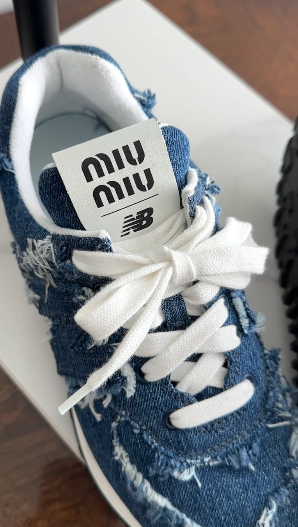 Miu Miu x New Balance Denim Frayed Sneakers - 36.5 / 37