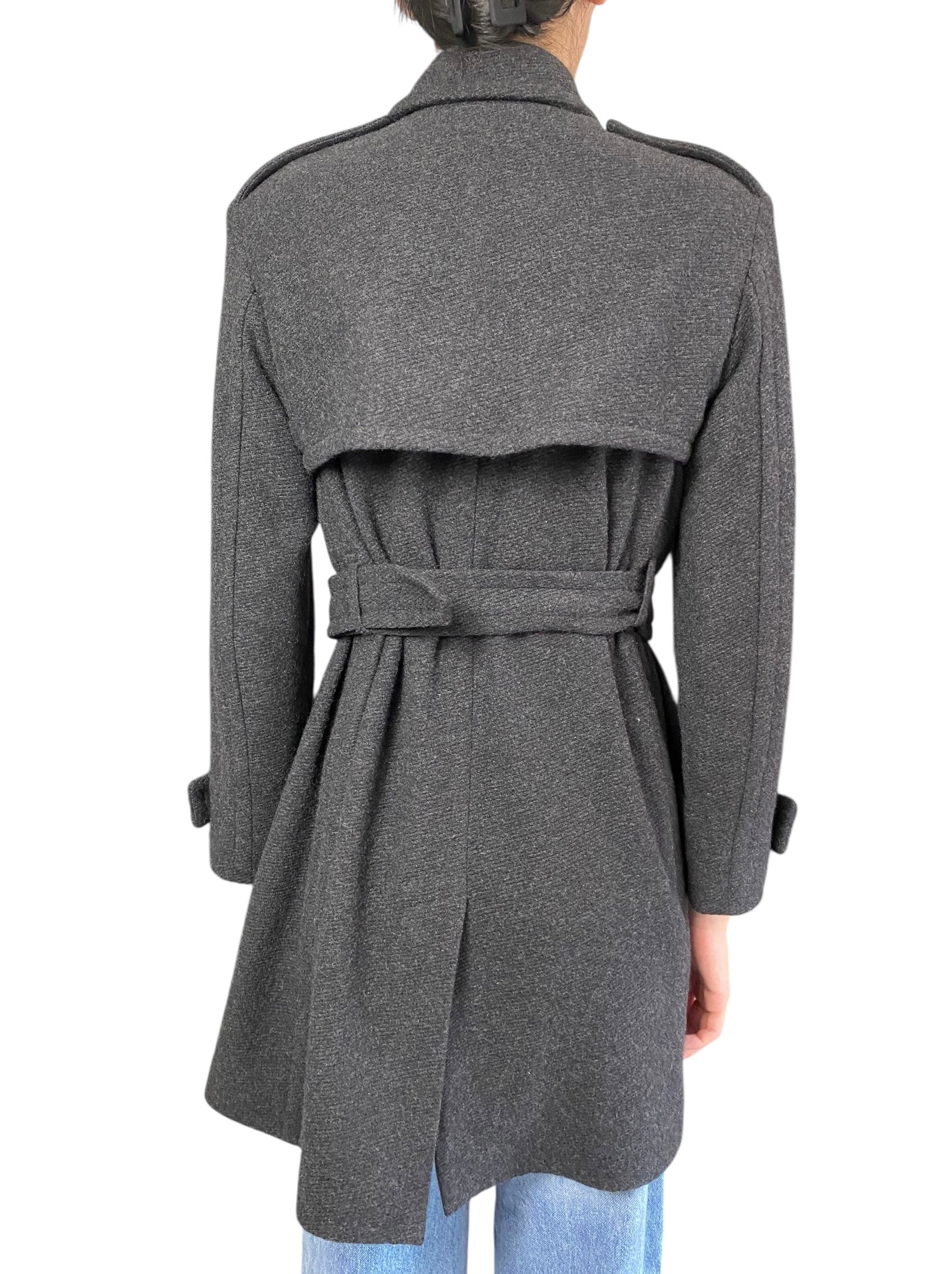 Burberry Grey Cashmere Trench Coat - US 2