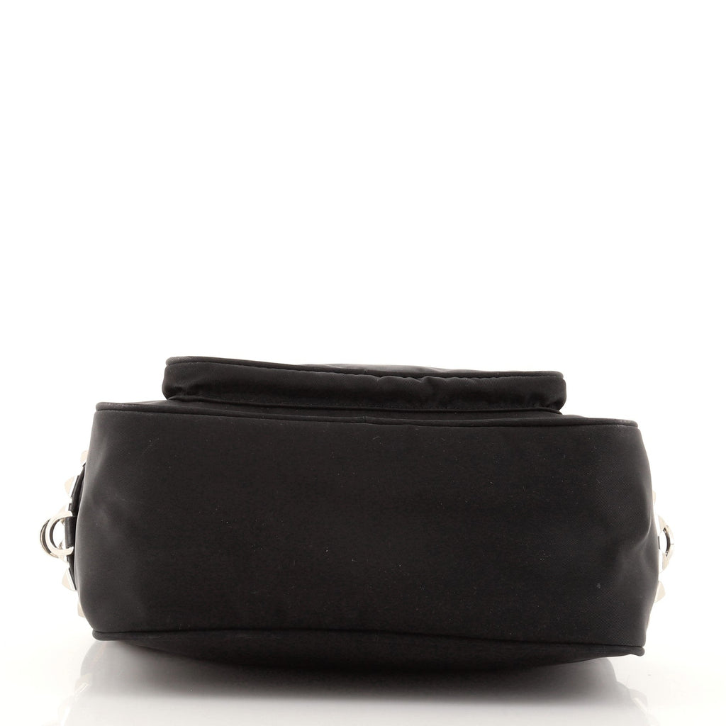 New Vela Front Pocket Crossbody Bag Tessuto with Studded Leather Mini