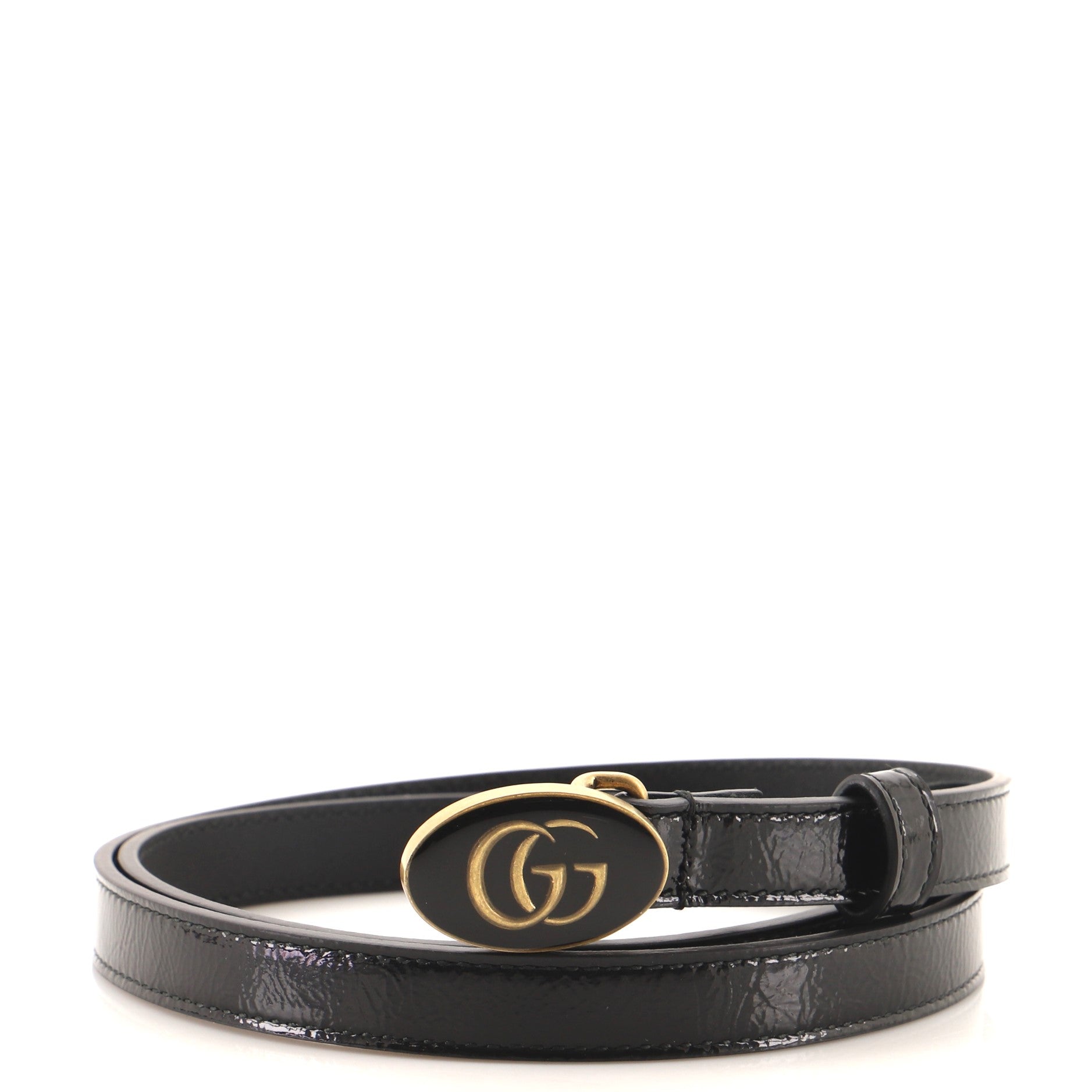 GG Oval Buckle Belt Patent with Enamel Thin 80