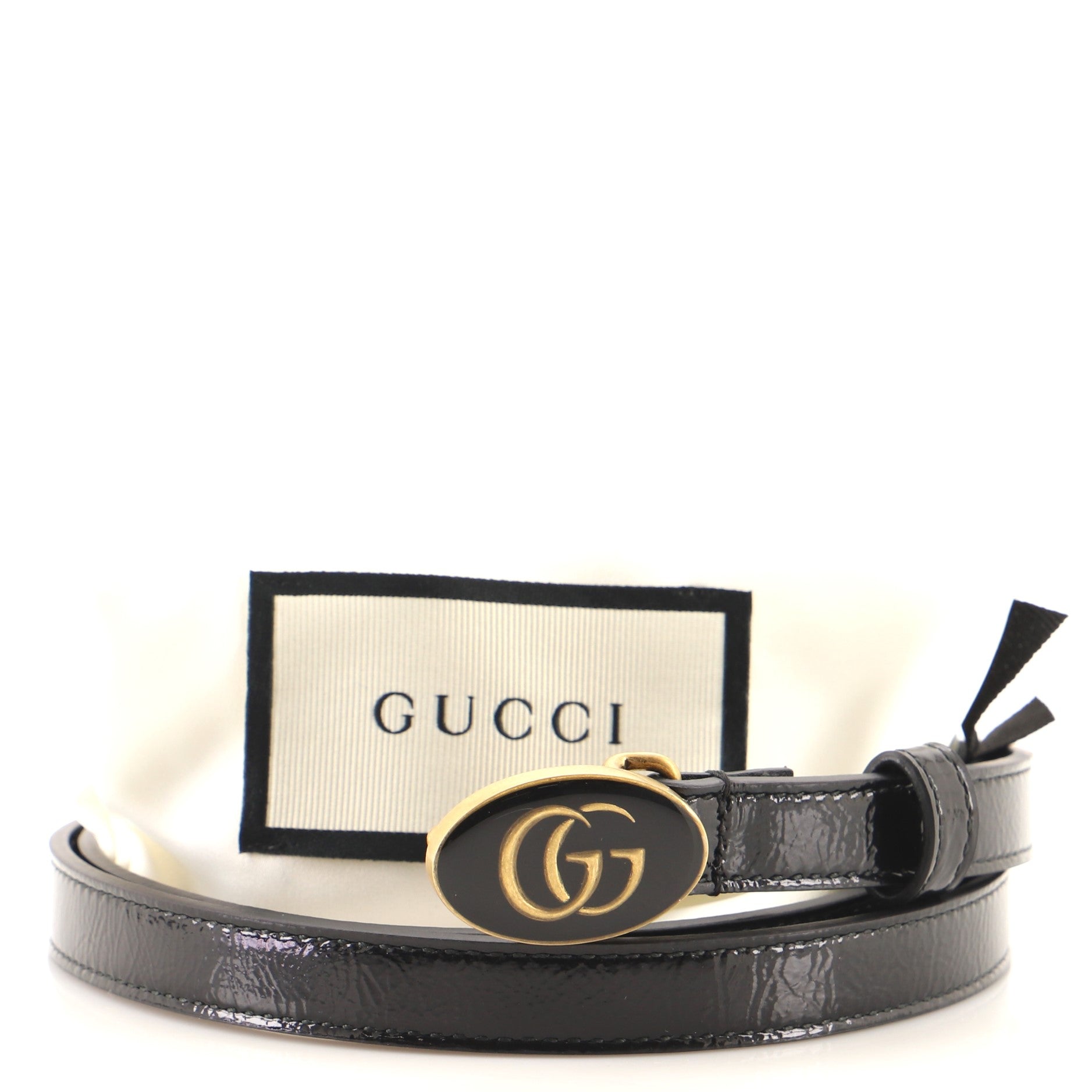 GG Oval Buckle Belt Patent with Enamel Thin 80