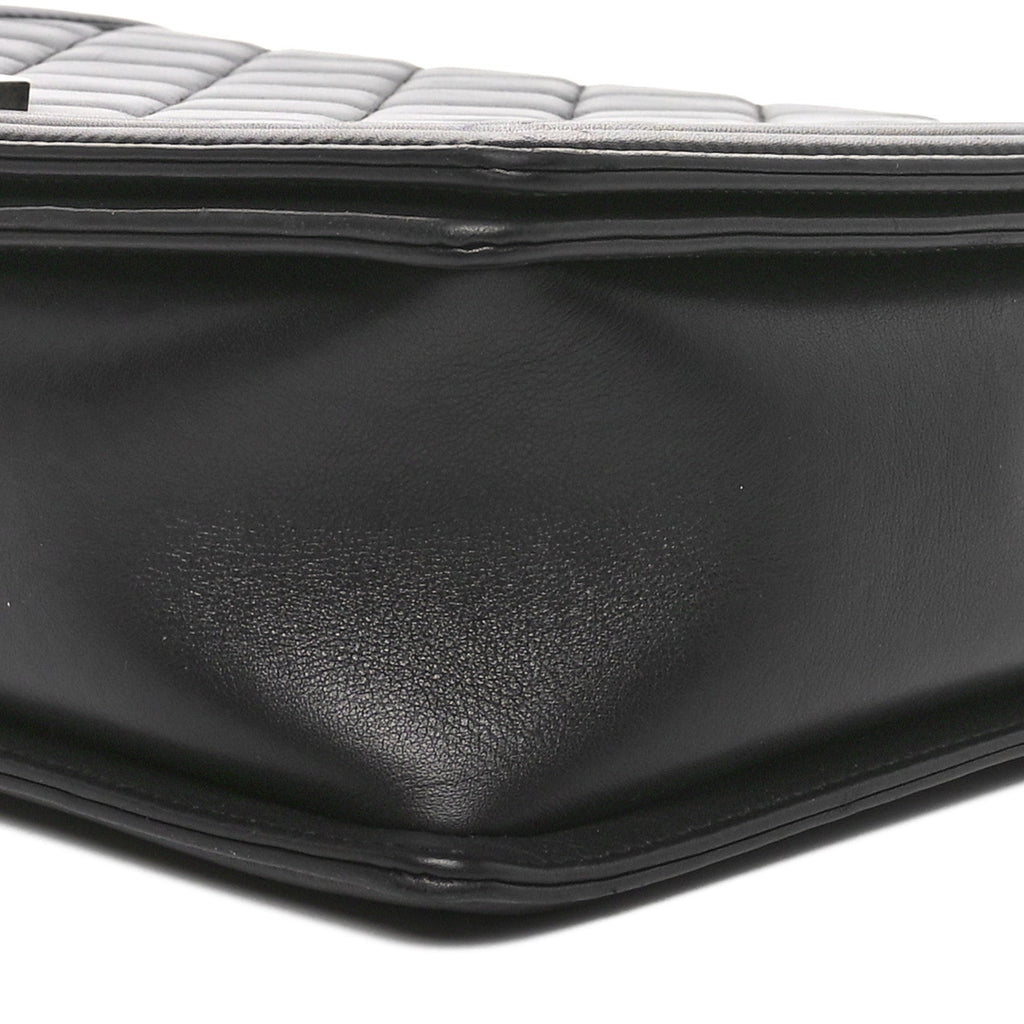 Lambskin Quilted Large Boy Flap Black