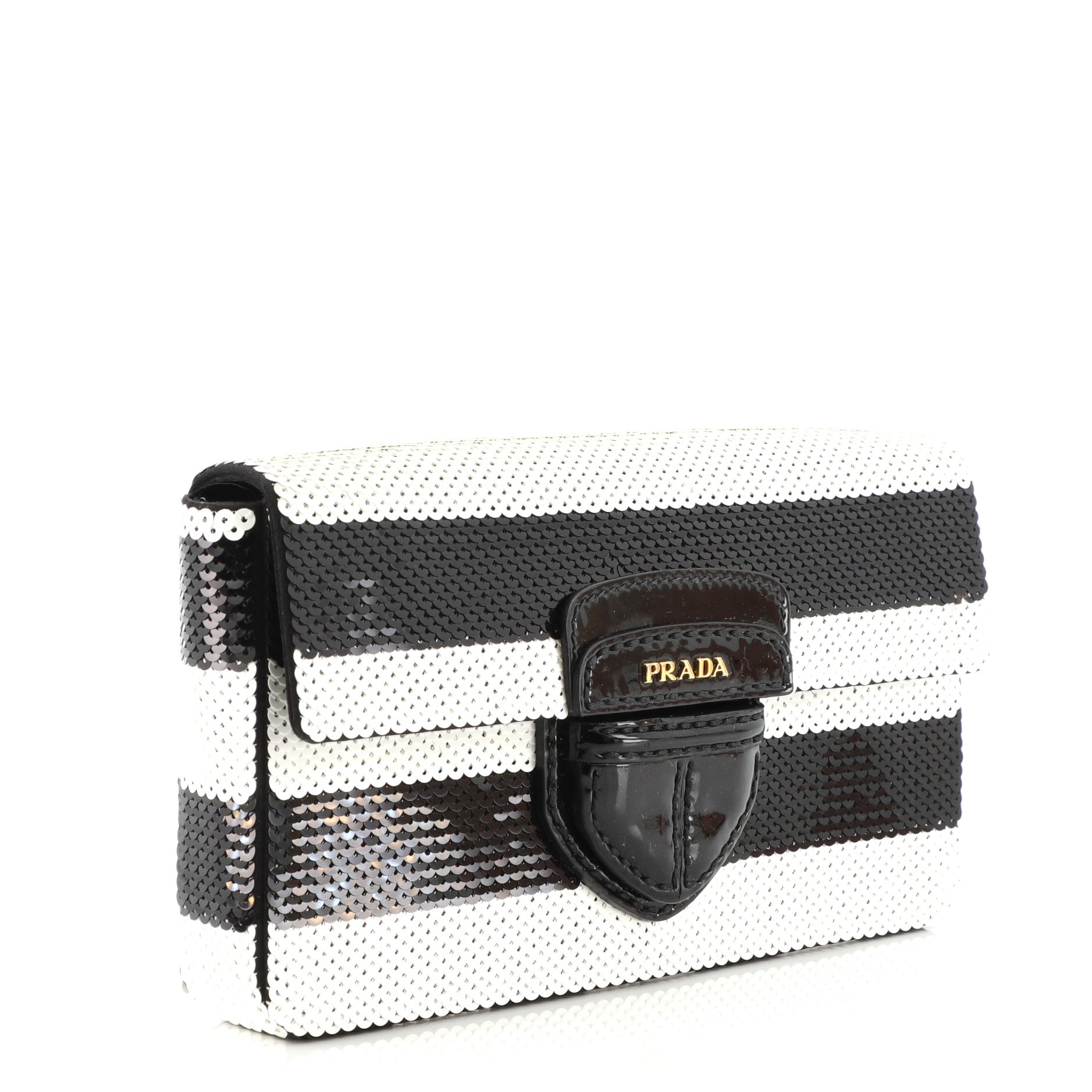 Canapa Flap Clutch Striped Sequins