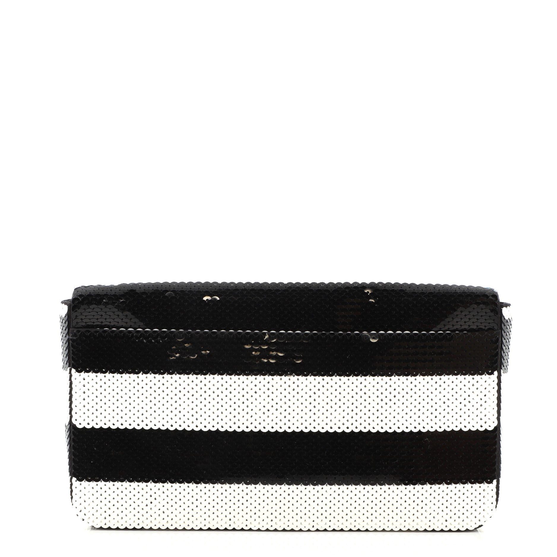 Canapa Flap Clutch Striped Sequins