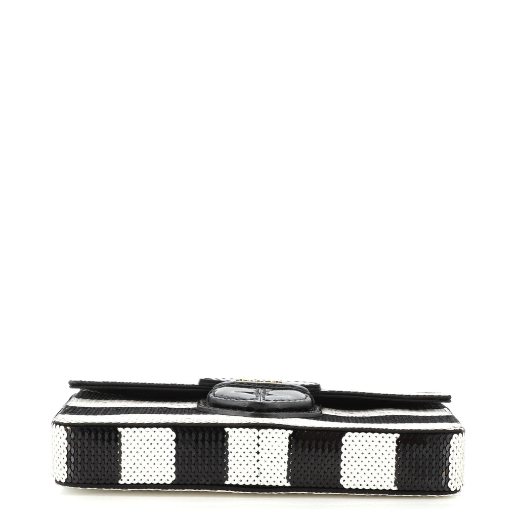 Canapa Flap Clutch Striped Sequins