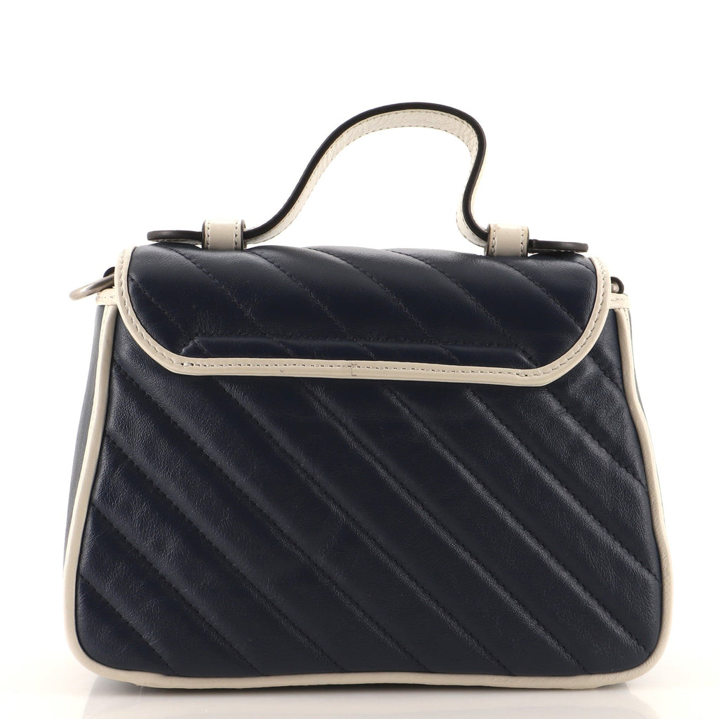 GG Marmont Top Handle Flap Bag Diagonal Quilted Leather Mini