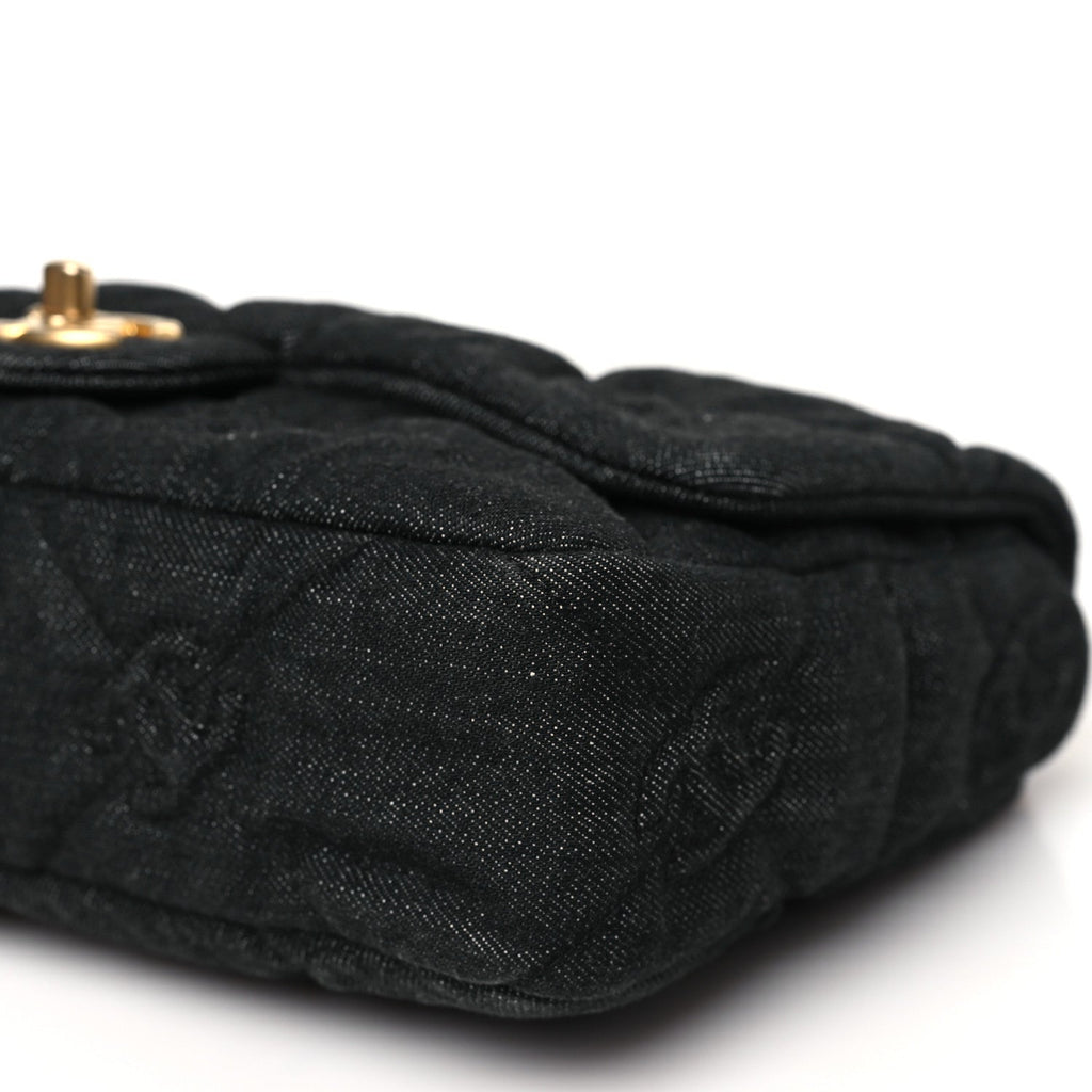 Denim Quilted Medium Funky Town Flap Black