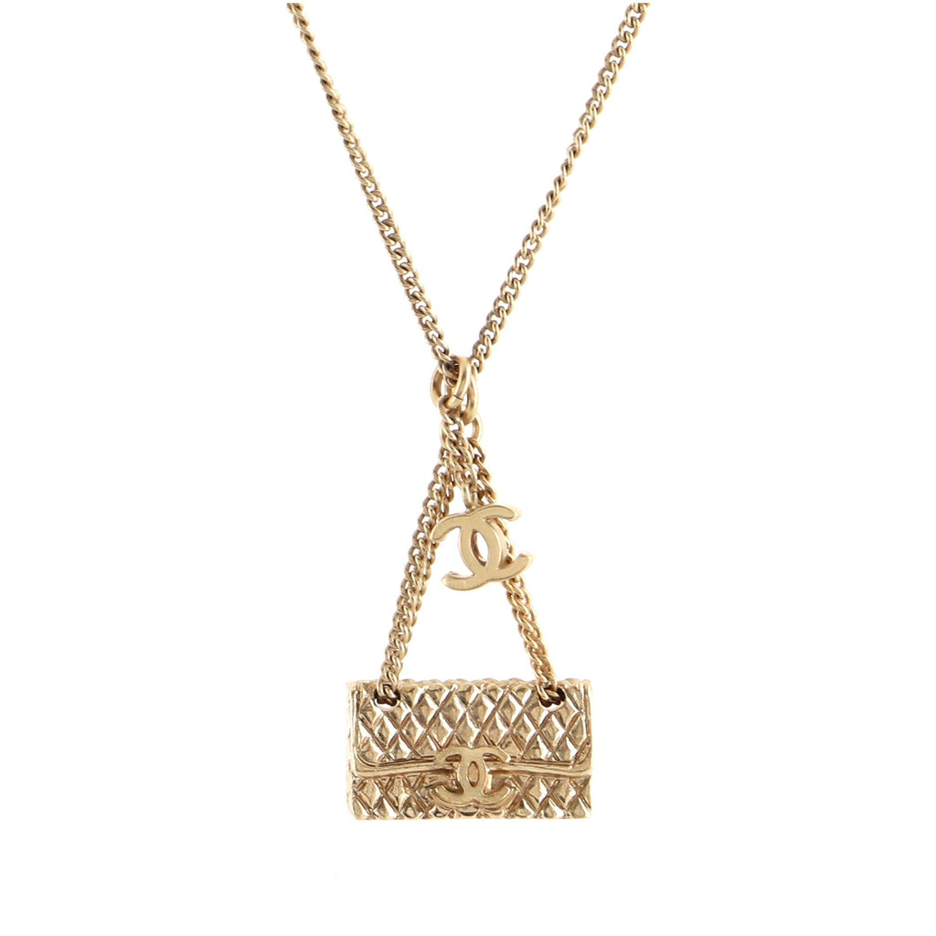 CC Flap Bag Pendant Necklace Metal