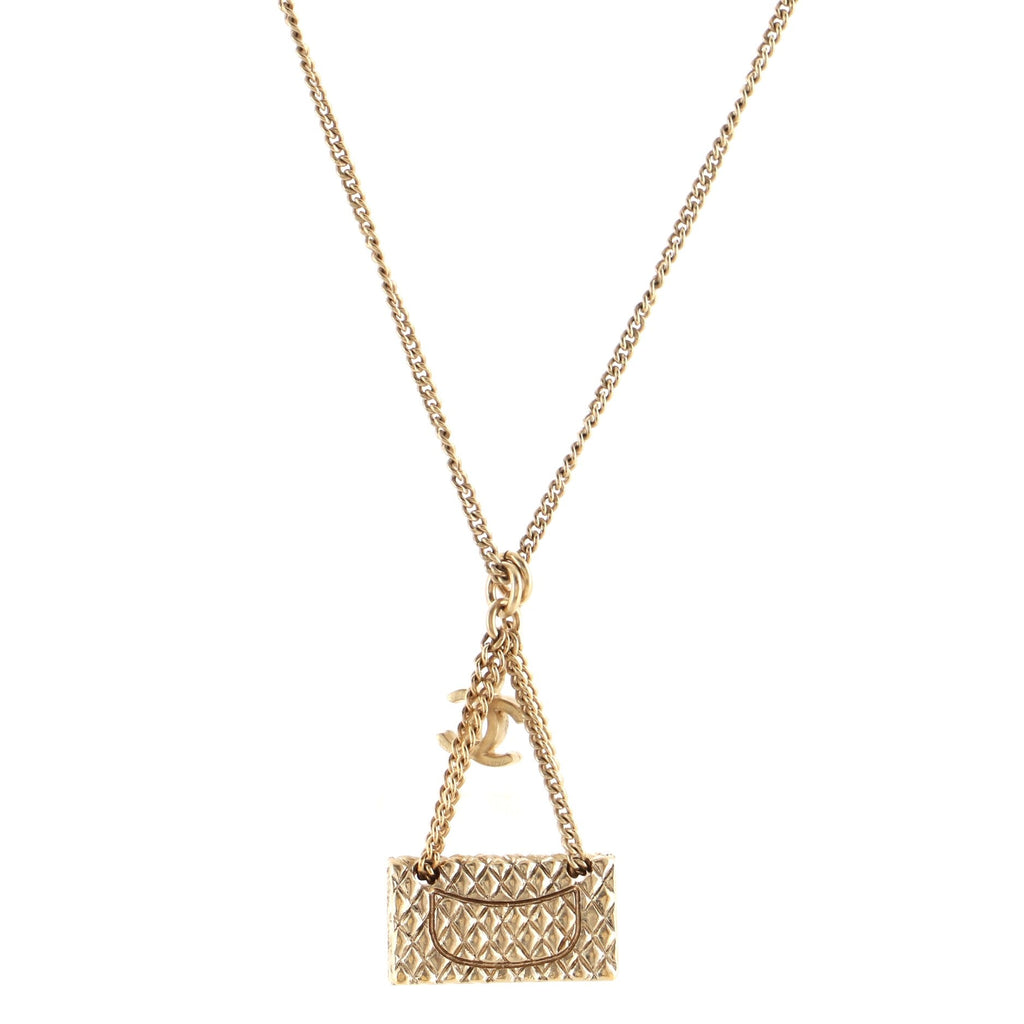 CC Flap Bag Pendant Necklace Metal