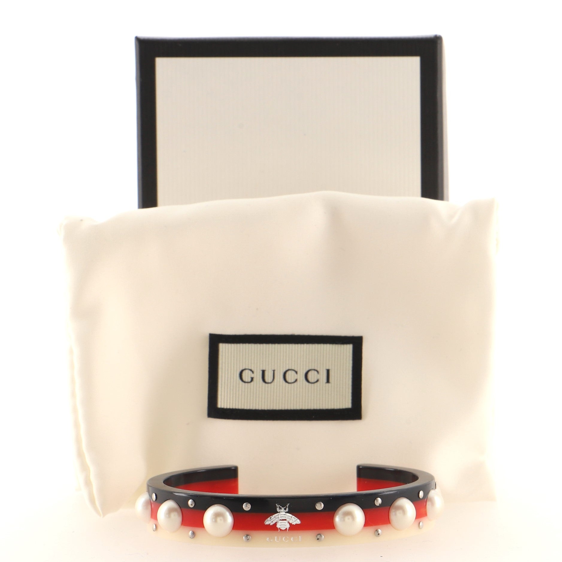 Bee Web Cuff Bracelet Studded Resin and Faux Pearls