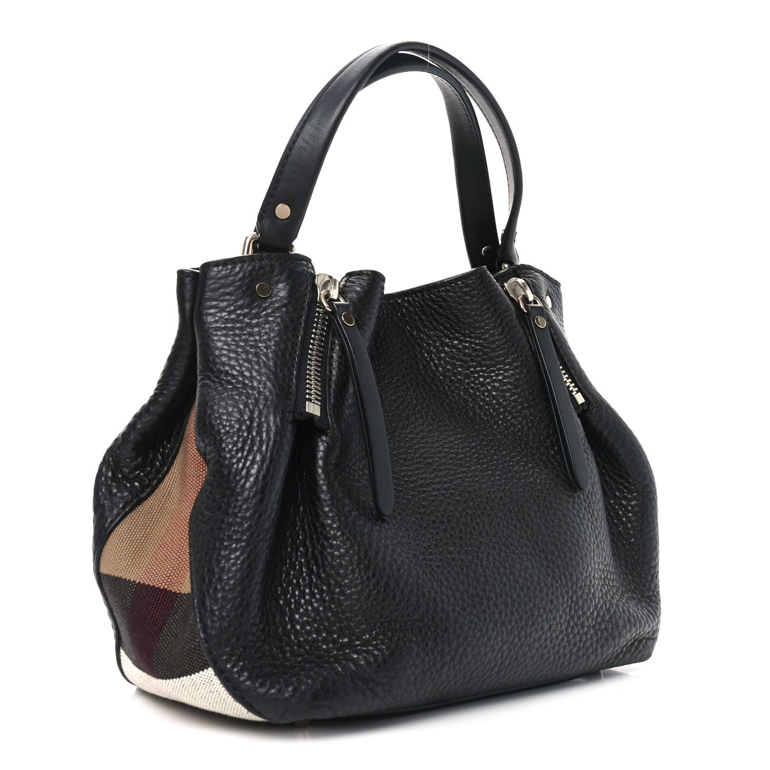 Grainy Calfskin House Check Small Maidstone Black