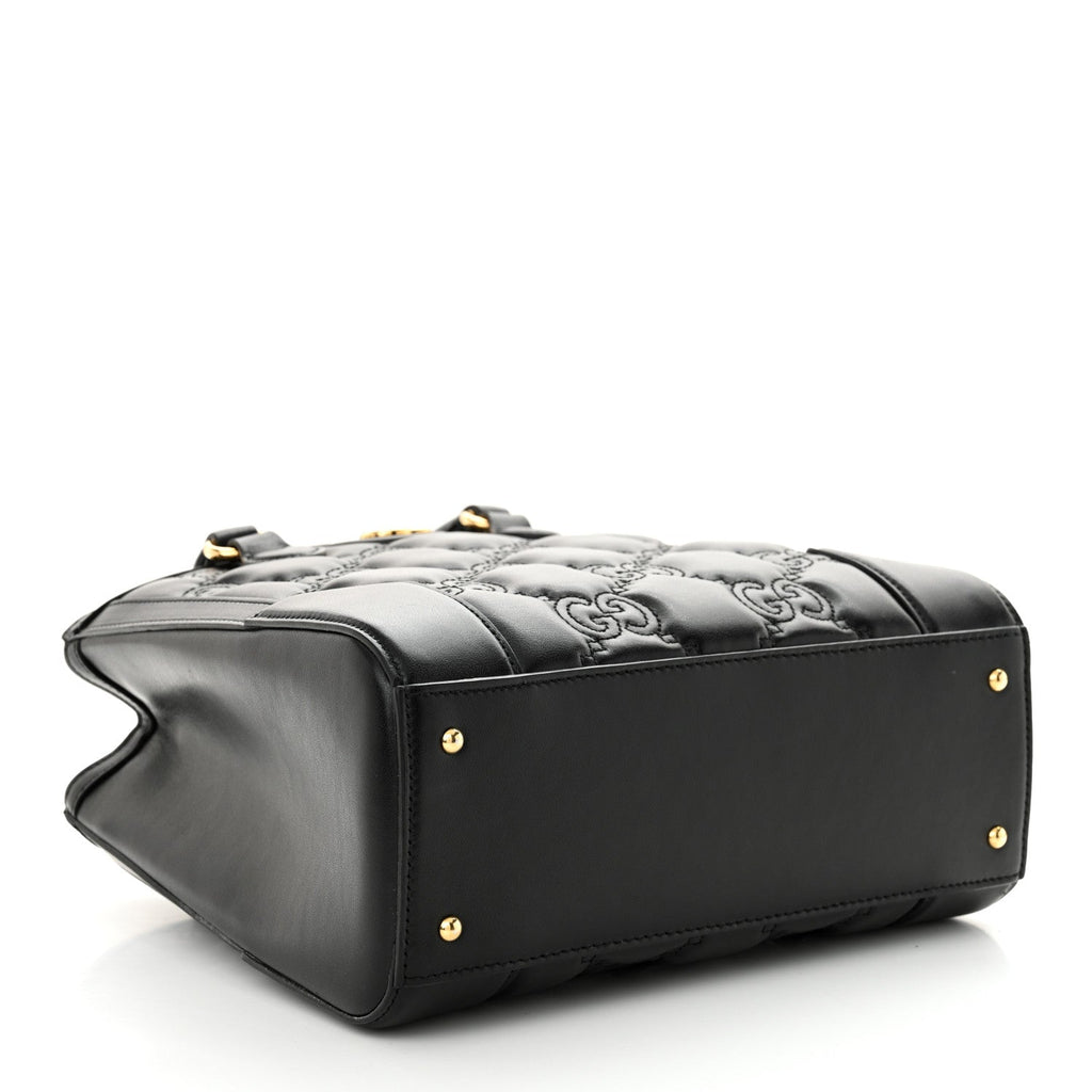 Calfskin GG Matelasse Mini Tote Bag Black Natural
