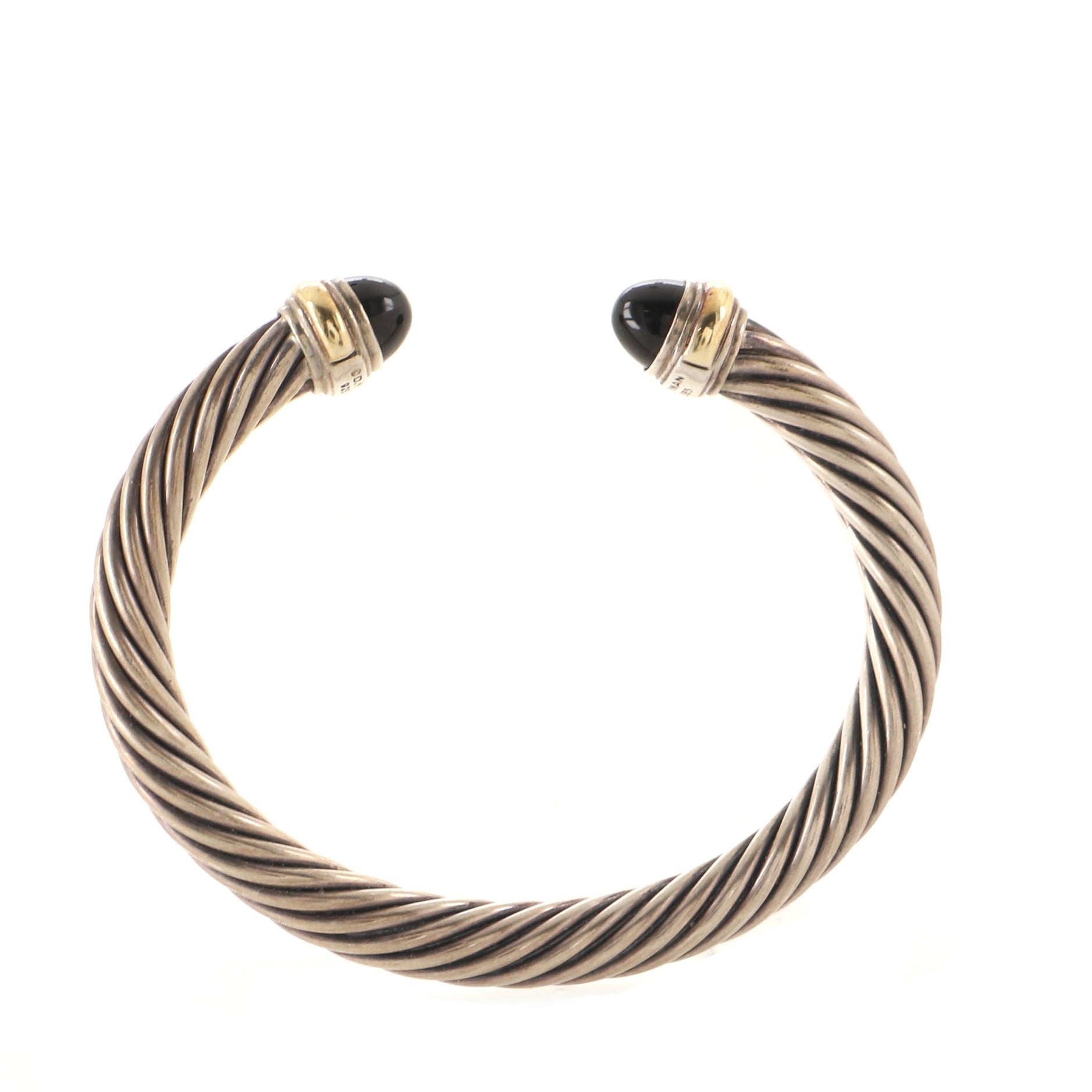 Cable Classic Bracelet Sterling Silver with 14K Yellow Gold and Black Onyx 7mm