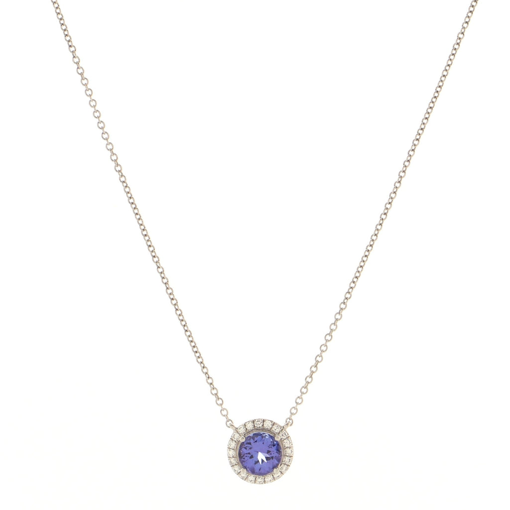 Soleste Round Pendant Necklace Platinum with Tanzanite and Diamonds 6mm