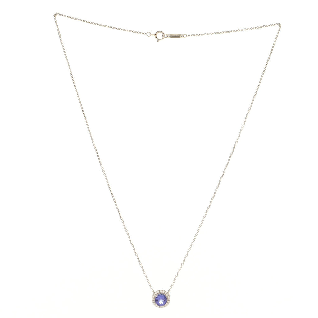Soleste Round Pendant Necklace Platinum with Tanzanite and Diamonds 6mm