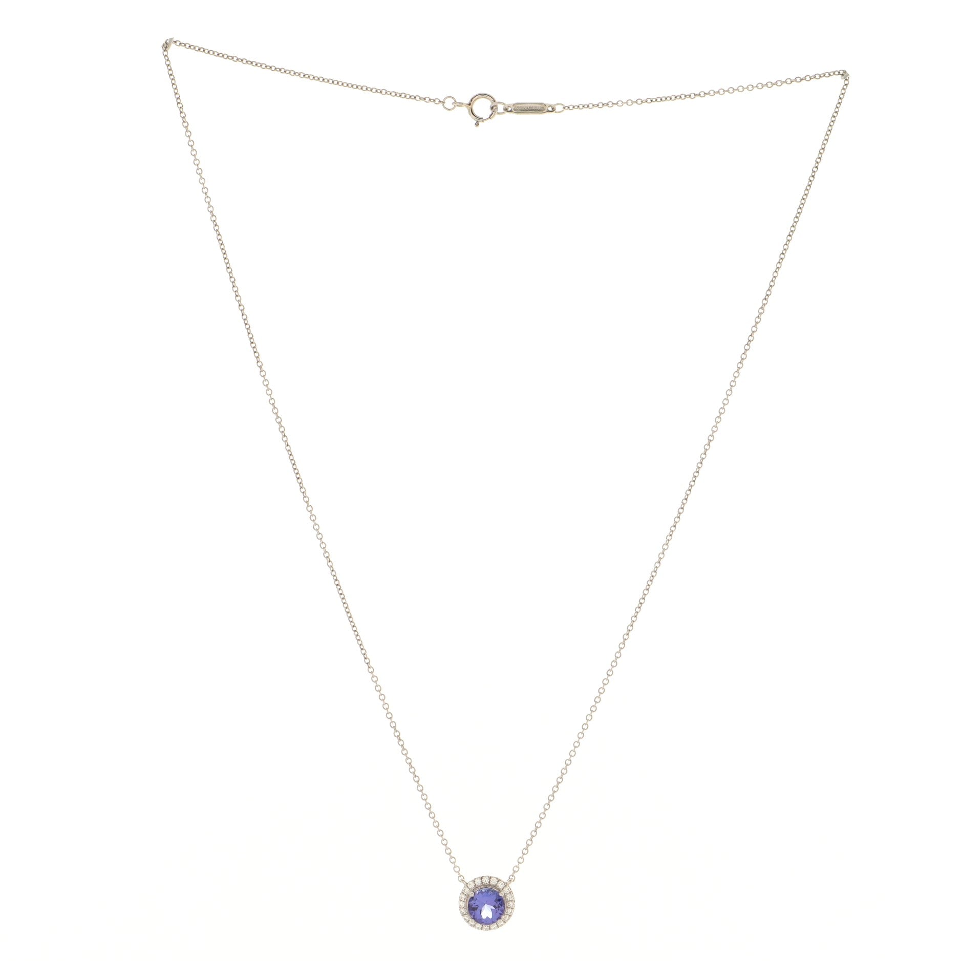 Soleste Round Pendant Necklace Platinum with Tanzanite and Diamonds 6mm