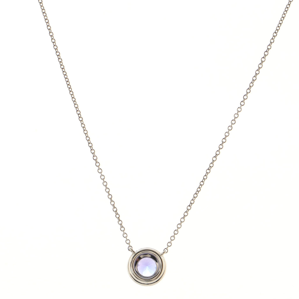 Soleste Round Pendant Necklace Platinum with Tanzanite and Diamonds 6mm
